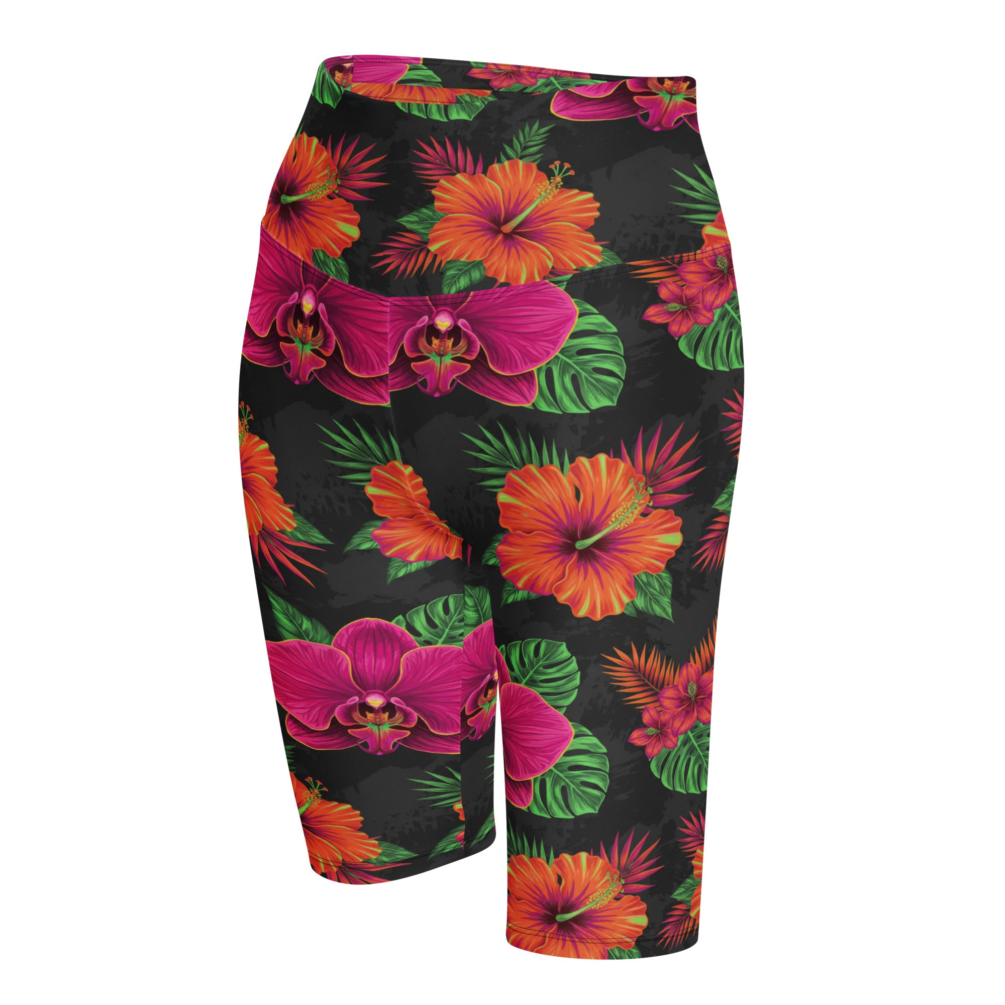 Neon Tropical Flowers Bike Shorts | GearBunch