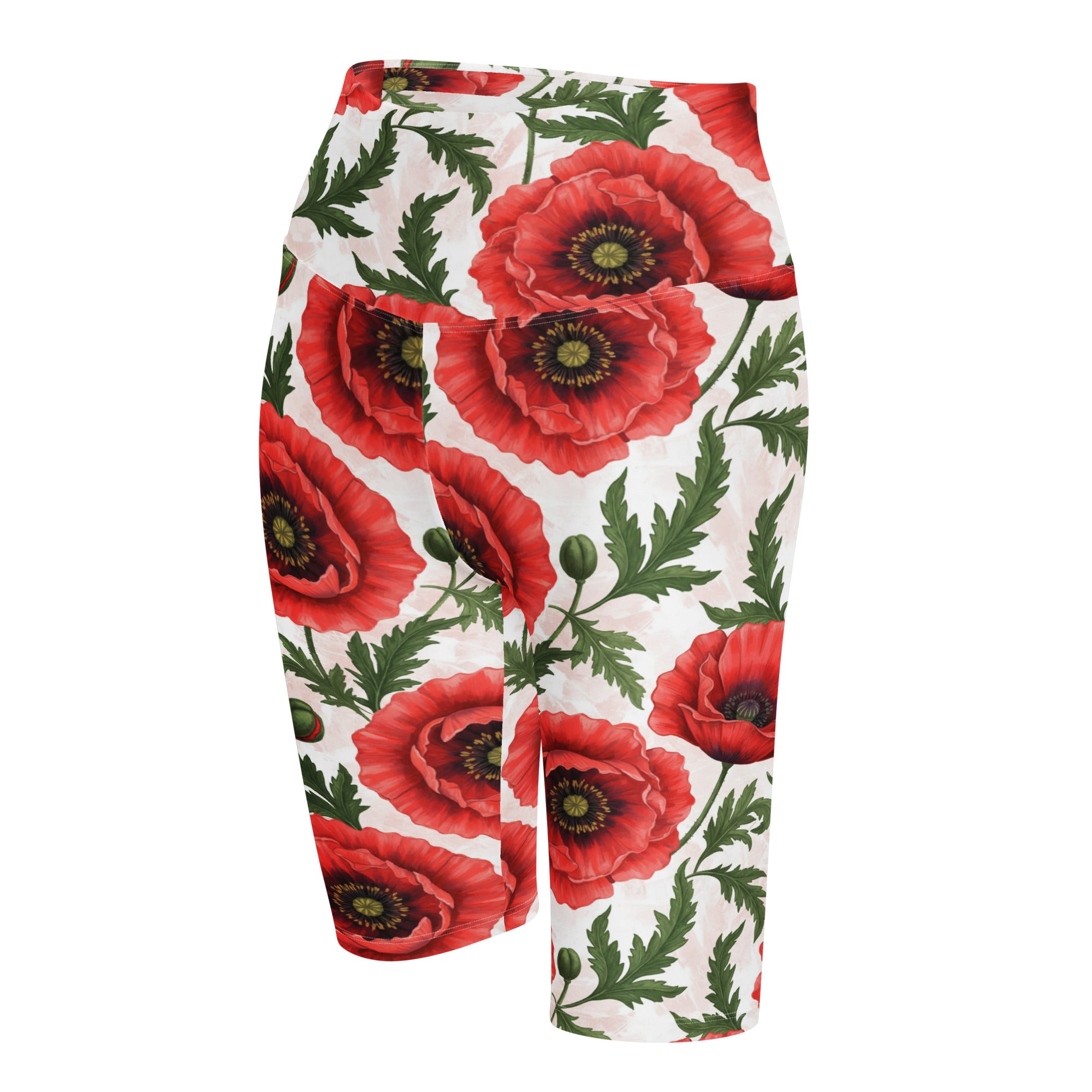 Whimsical Garden Poppies Bike Shorts | GearBunch
