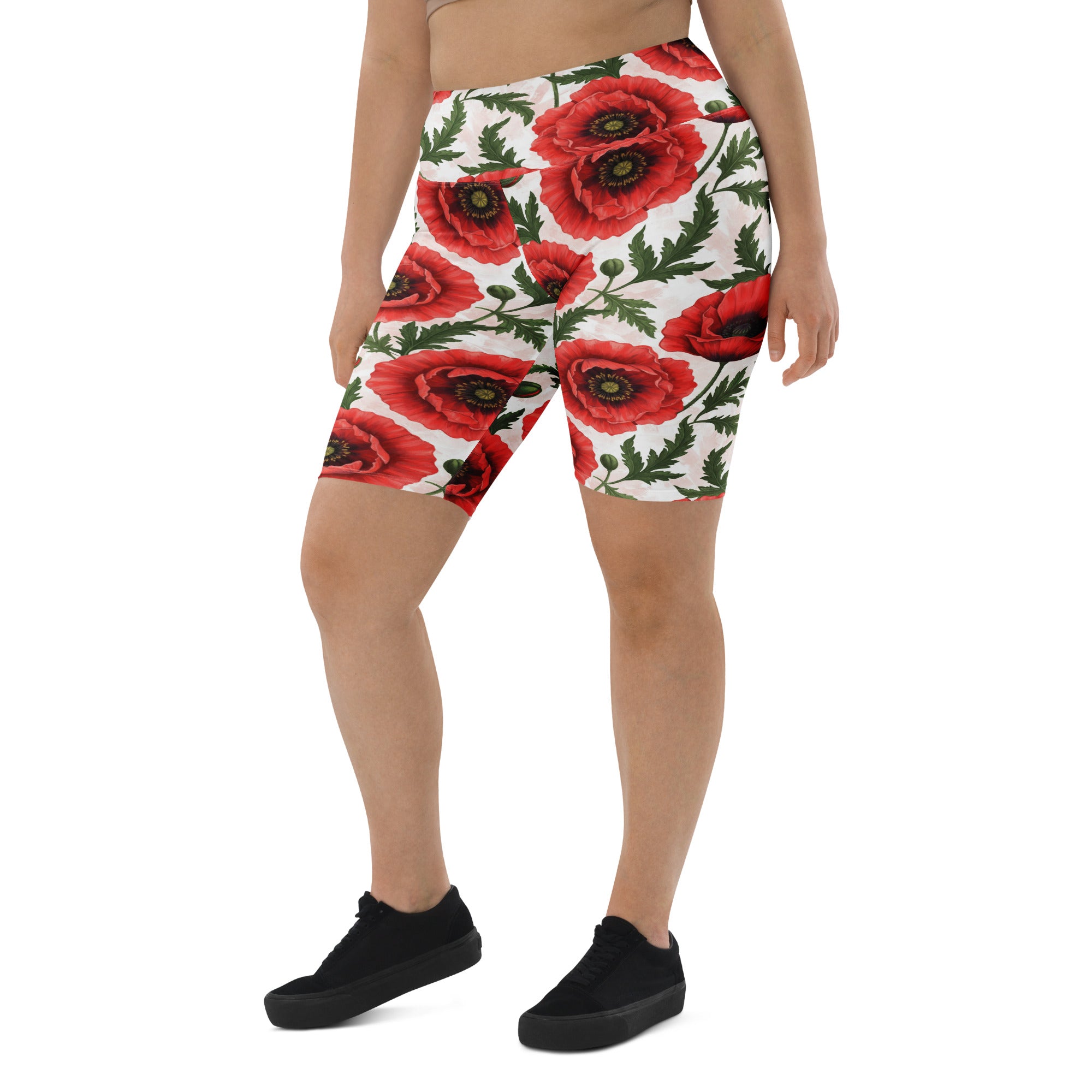 Whimsical Garden Poppies Bike Shorts | GearBunch