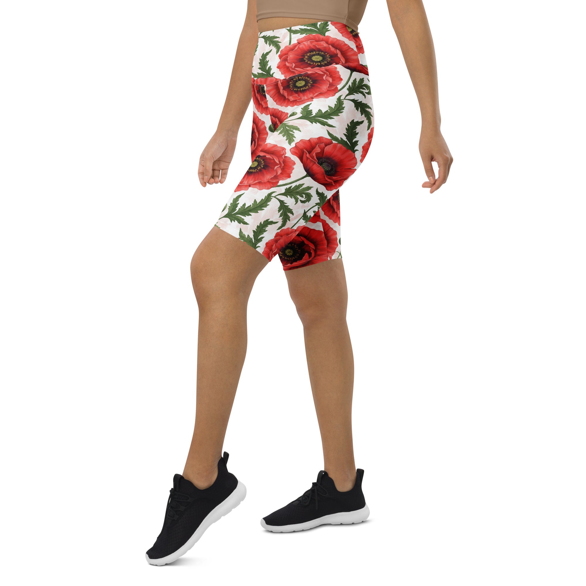 Whimsical Garden Poppies Bike Shorts | GearBunch