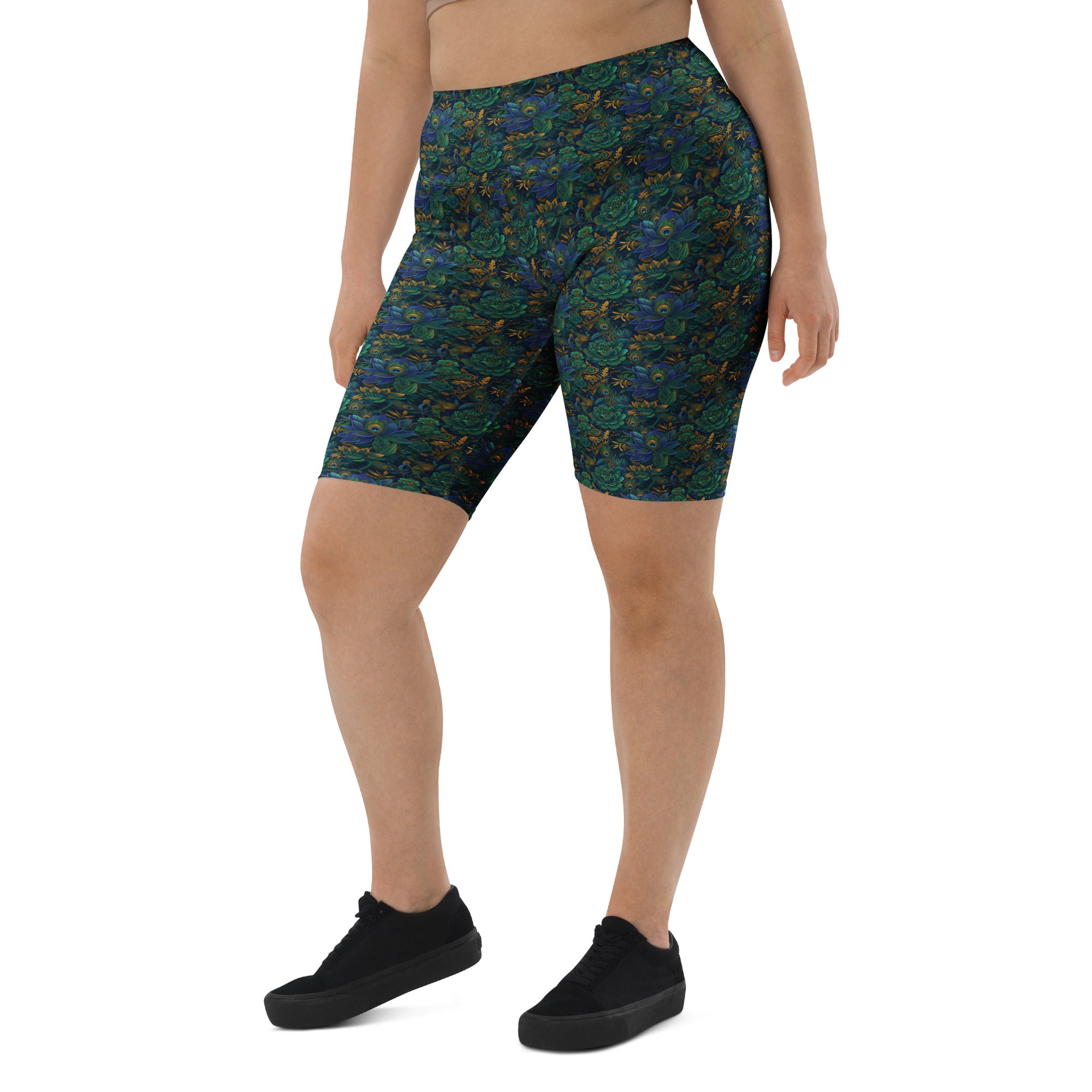 Peacock Feathers Splendour Bike Shorts | GearBunch