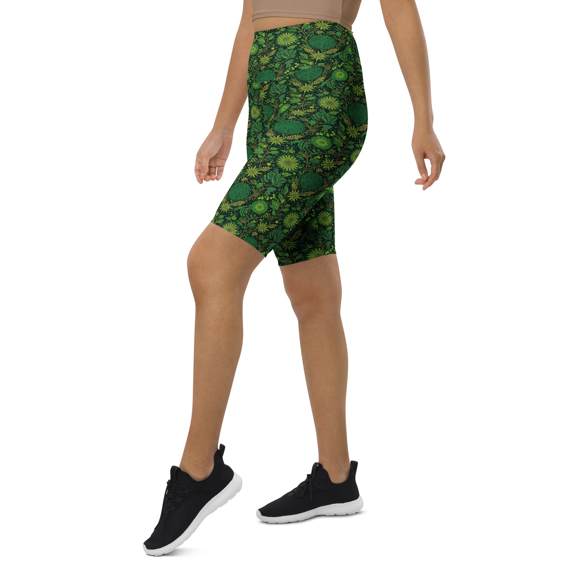 Emerald Paillette Jungle Bike Shorts | GearBunch