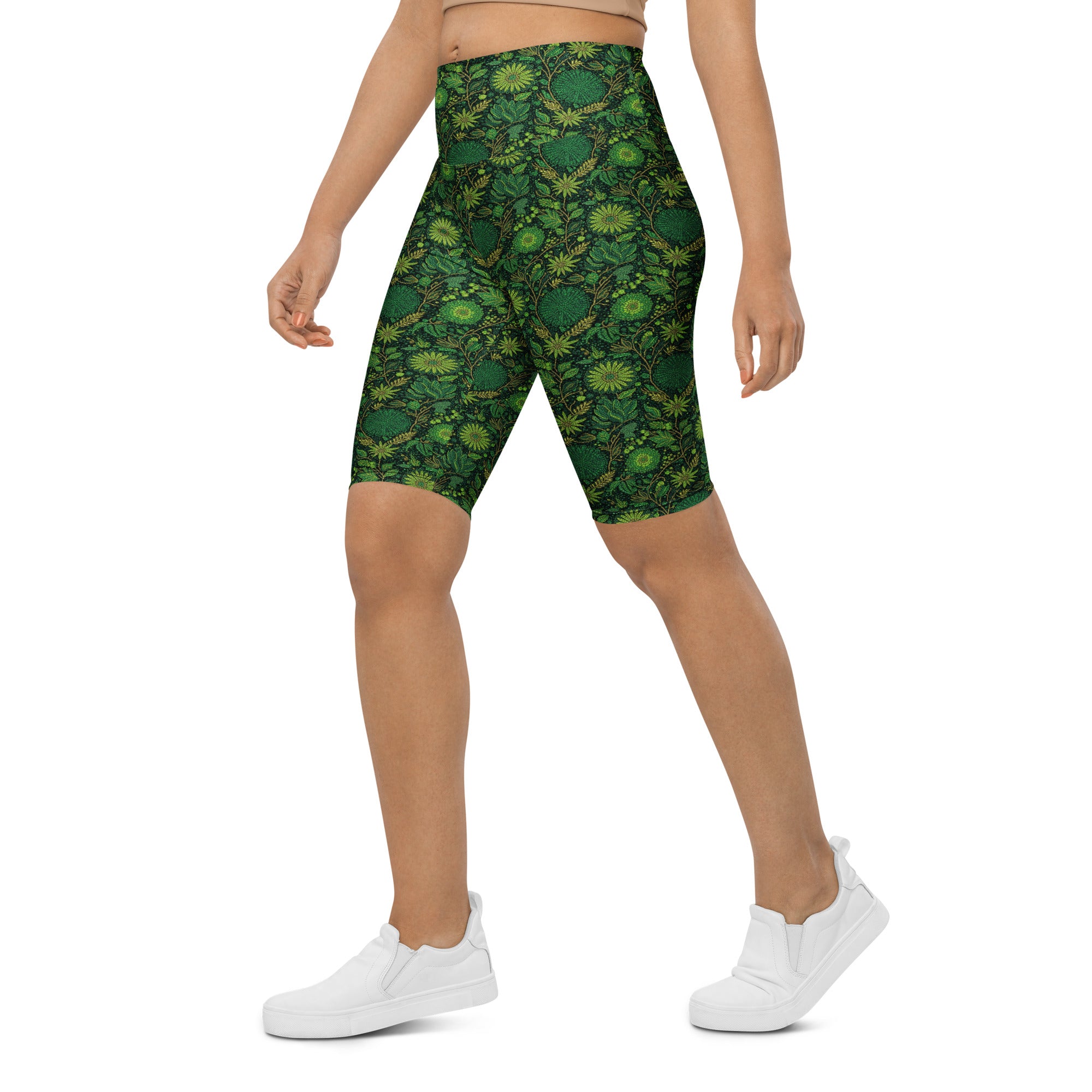 Emerald Paillette Jungle Bike Shorts | GearBunch