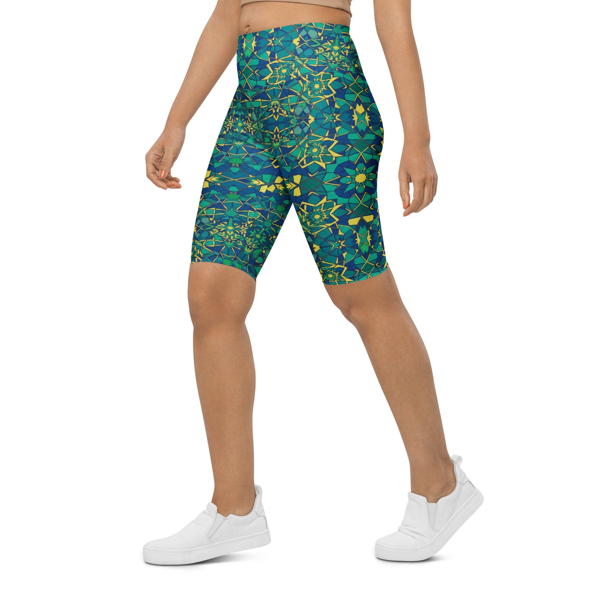 Zellige Peacock Bike Shorts | GearBunch