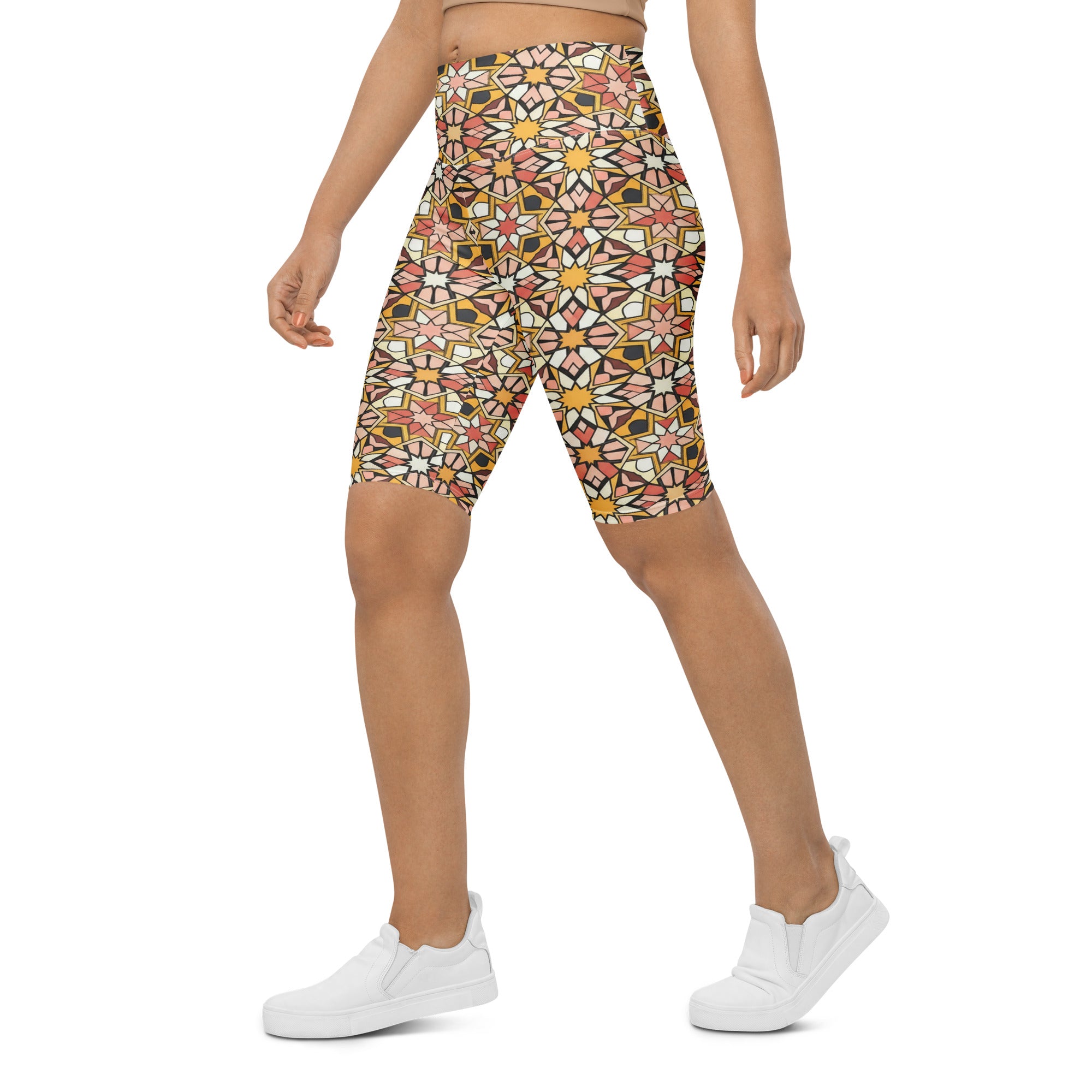Zellige Blush Gold Bike Shorts | GearBunch