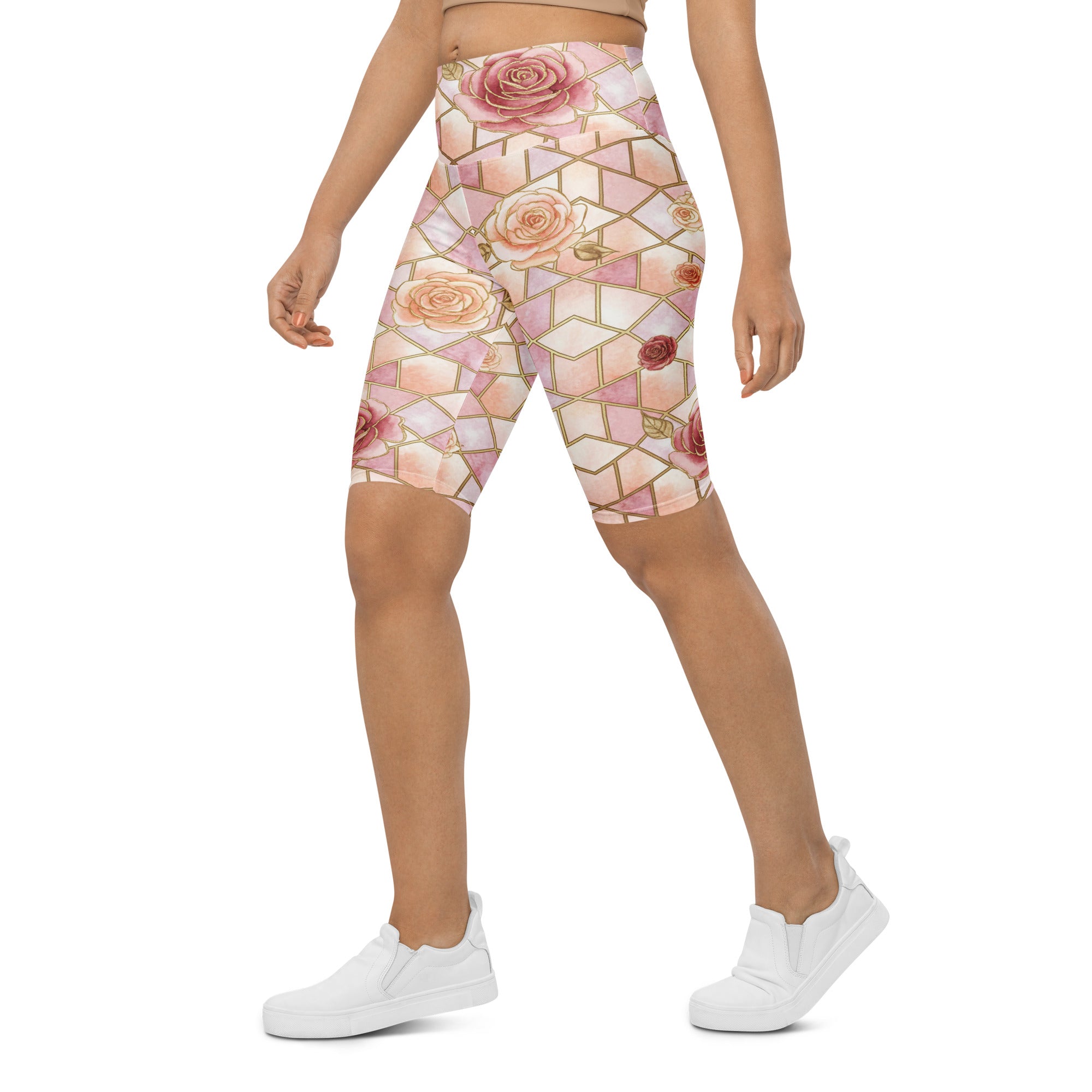 Rose Quartz Geometric Bike Shorts | GearBunch