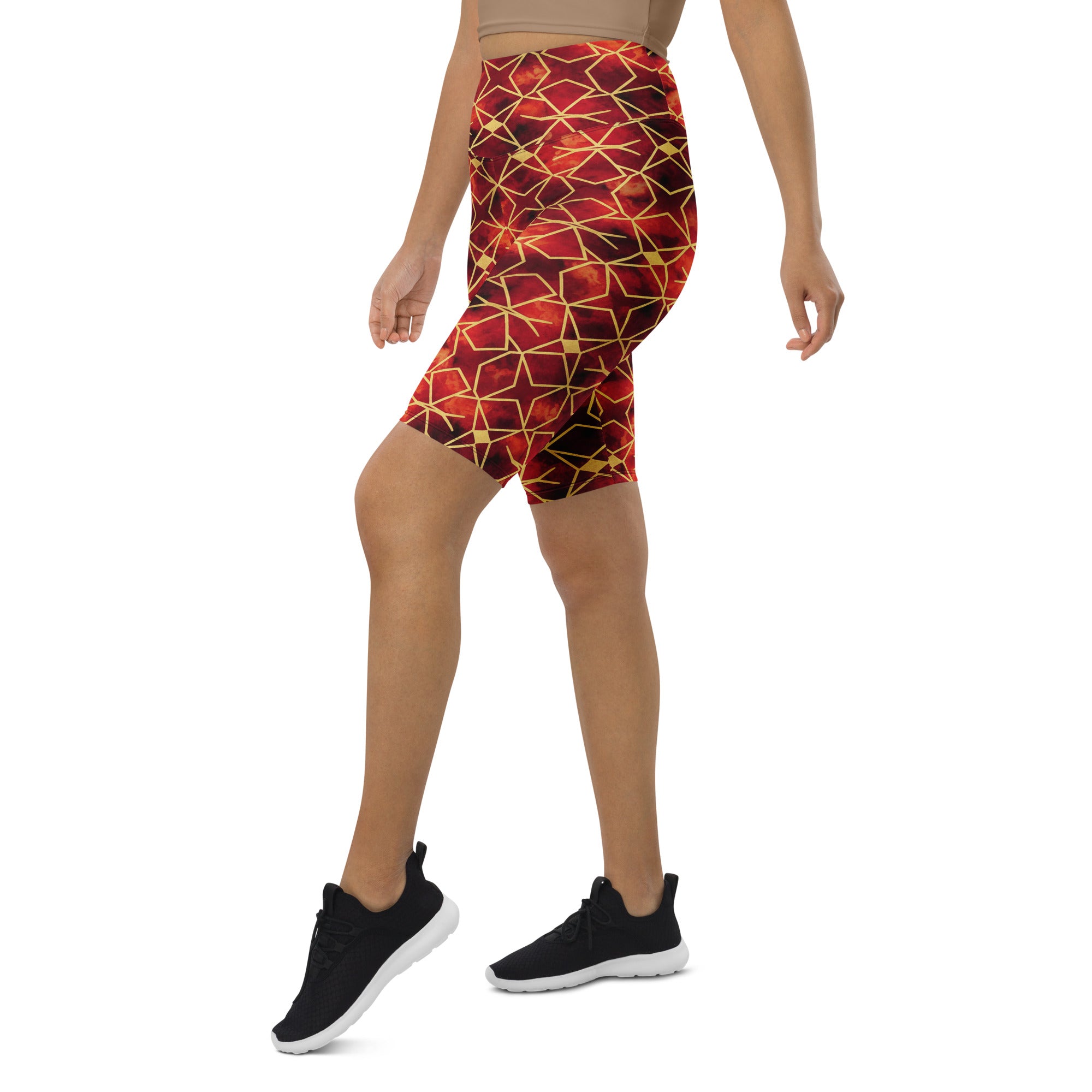 Arabic Watercolour Ruby Gold Bike Shorts | GearBunch
