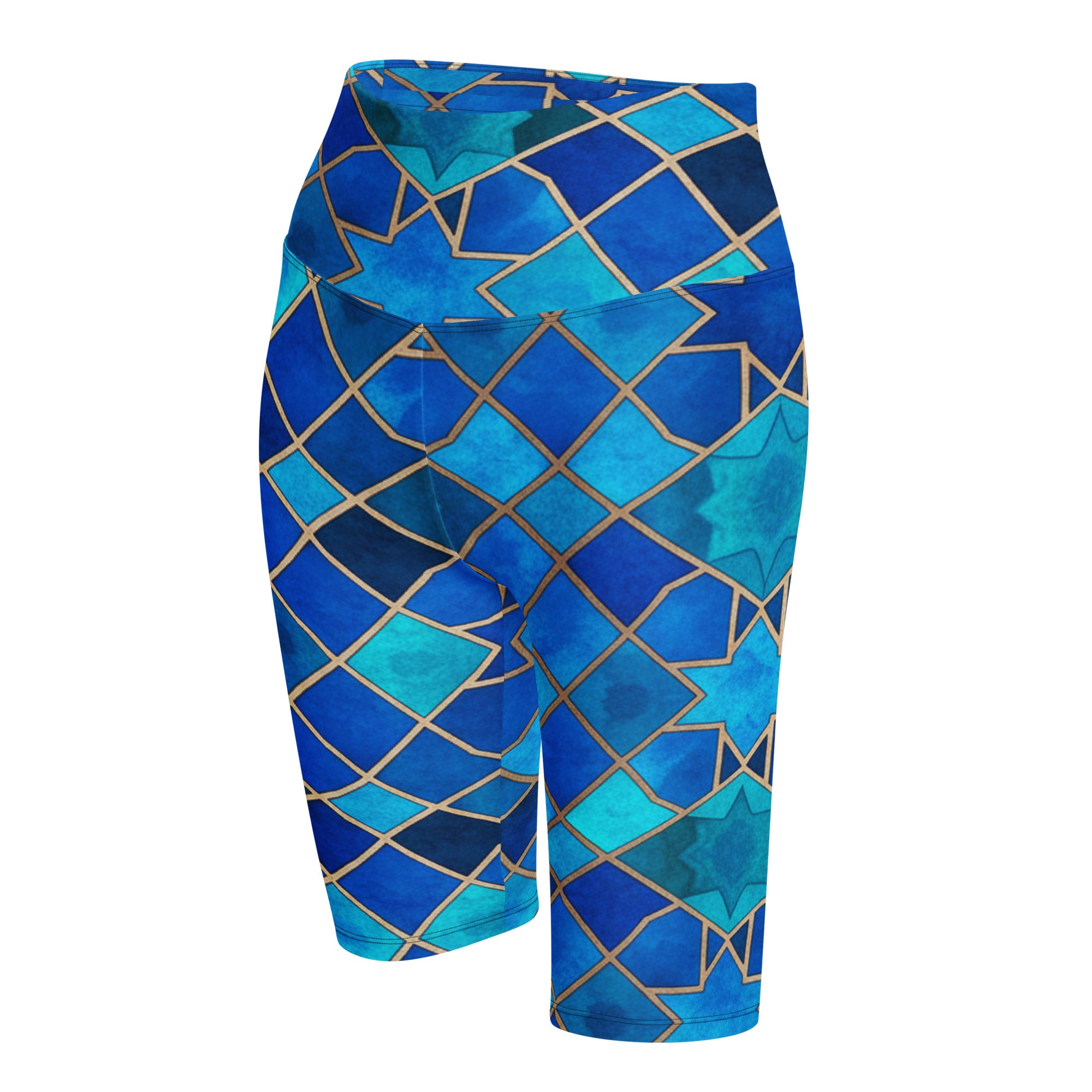 Arabic Watercolour Sapphire Bronze Bike Shorts | GearBunch