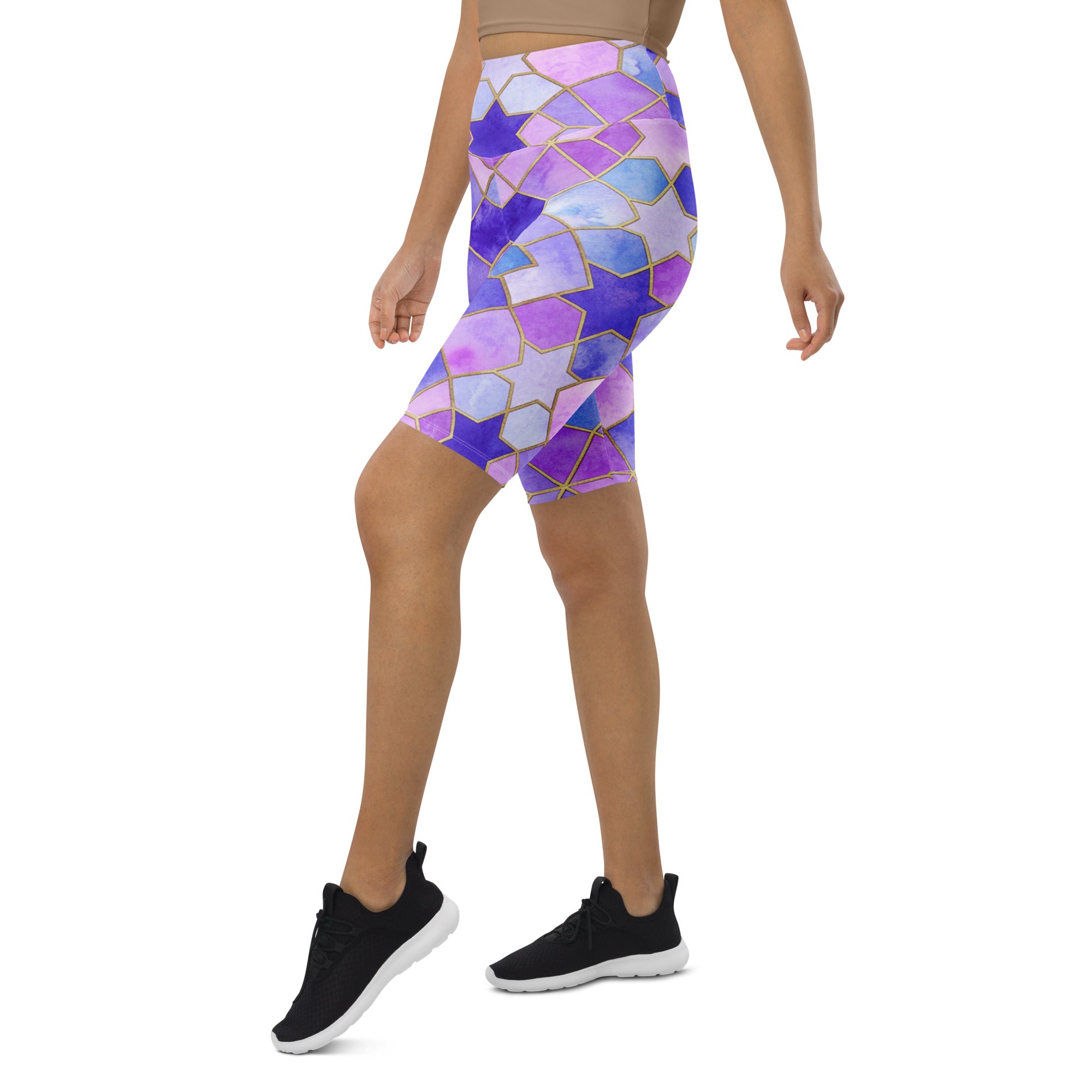 Arabic Watercolour Lavender Fields Bike Shorts | GearBunch