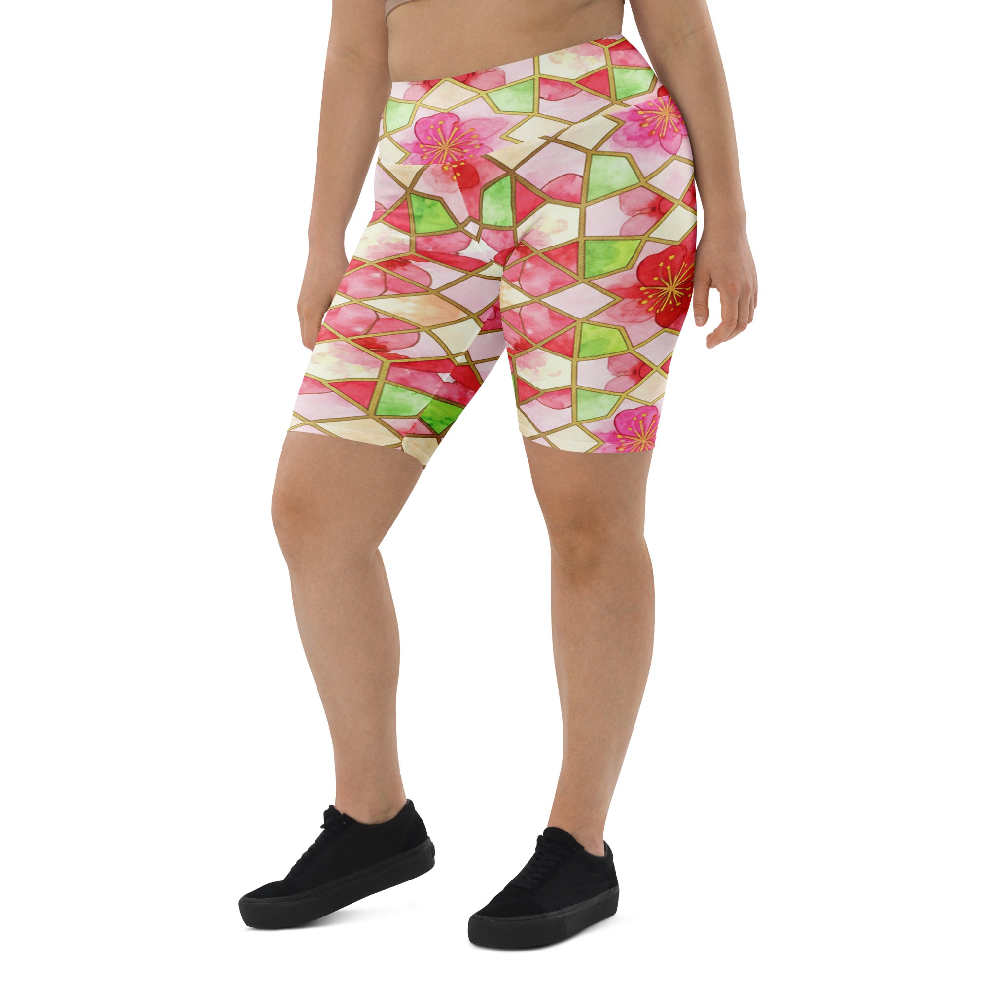 Arabic Watercolour Cherry Blossom Bike Shorts | GearBunch