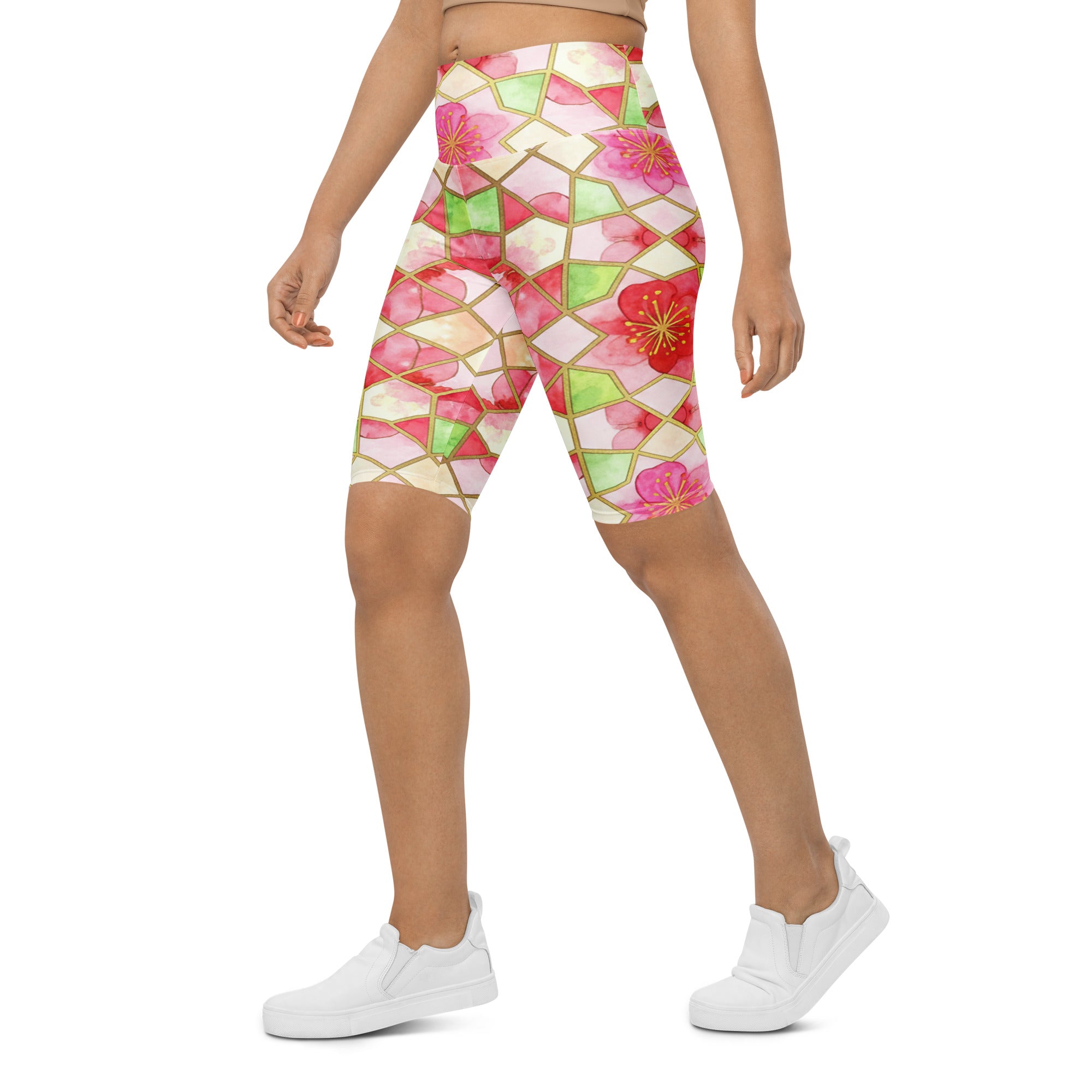 Arabic Watercolour Cherry Blossom Bike Shorts | GearBunch