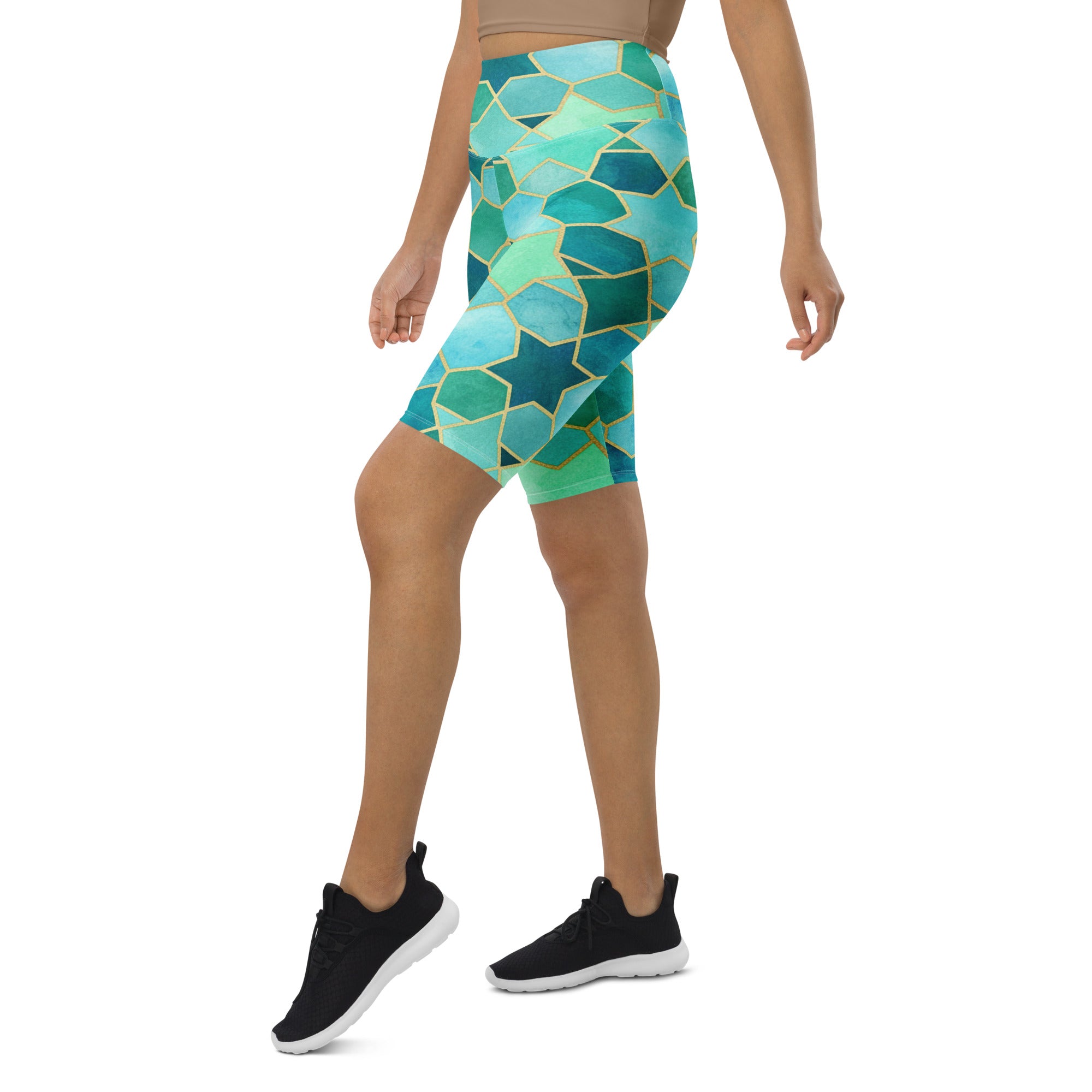Arabic Watercolour Lagoon Bike Shorts | GearBunch