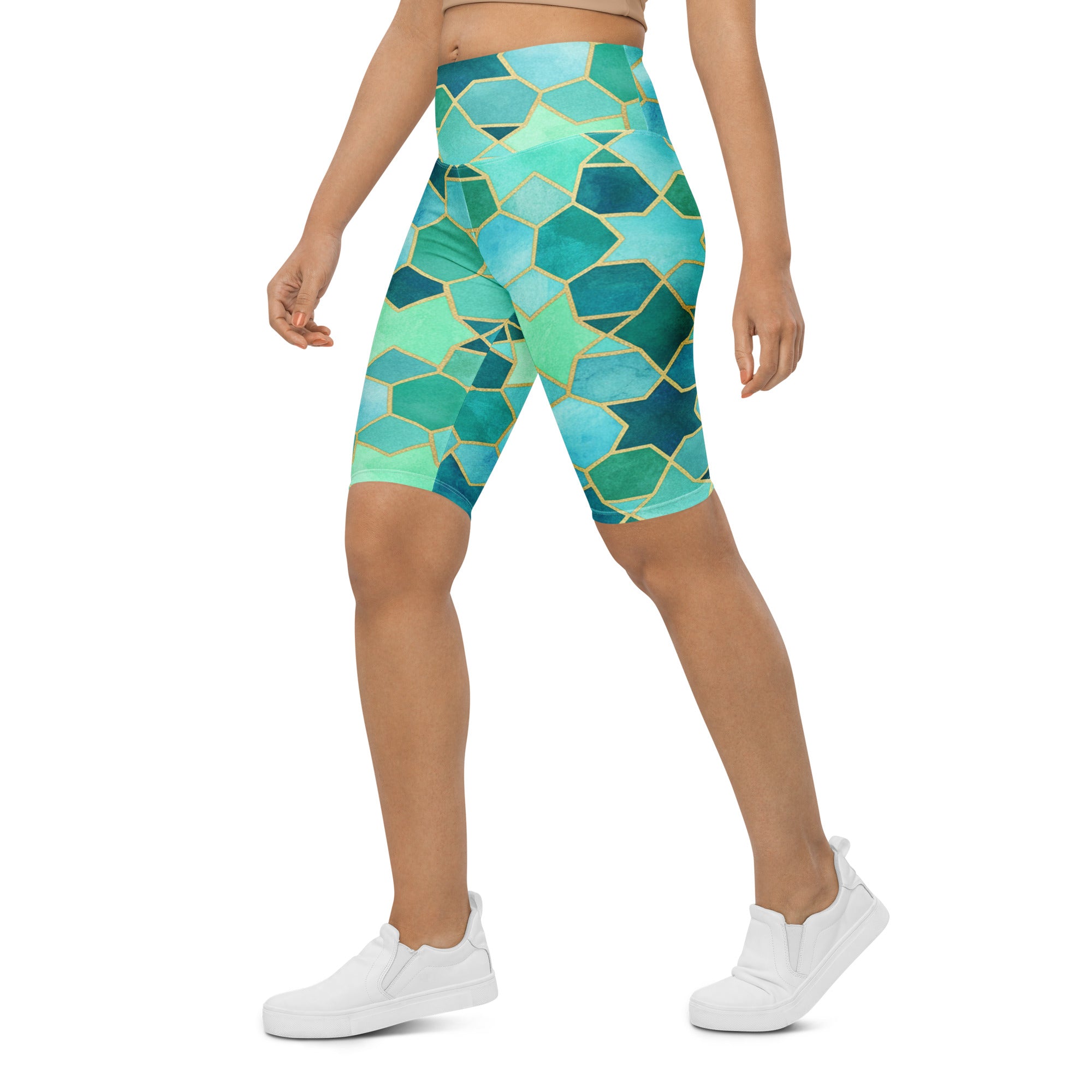 Arabic Watercolour Lagoon Bike Shorts | GearBunch