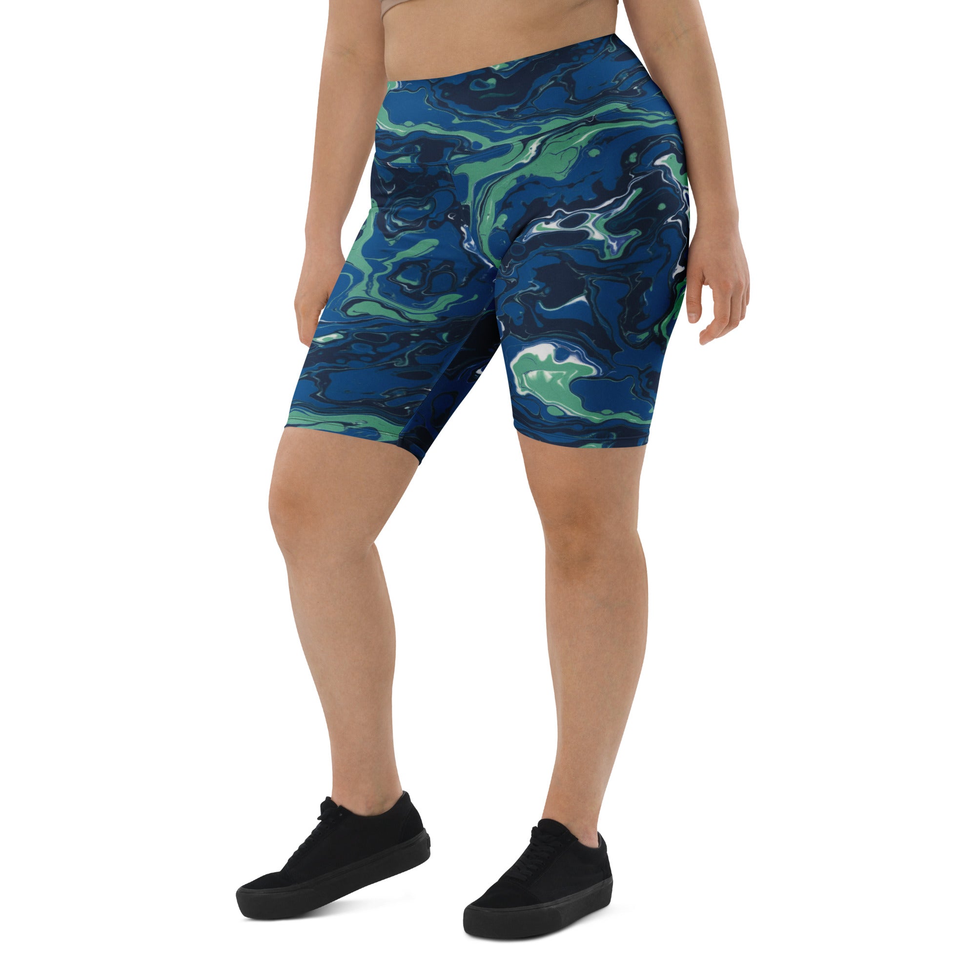 Liquid Marble Ocean Current Bike Shorts | GearBunch