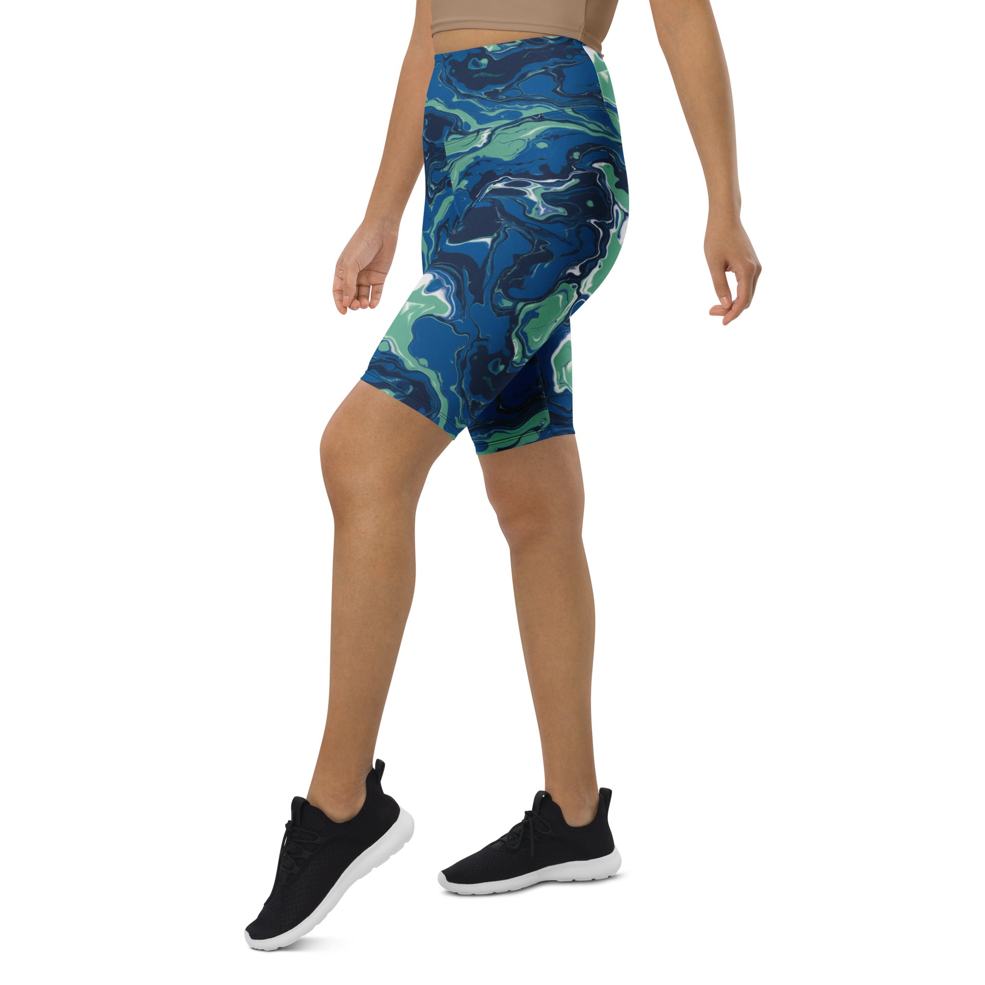 Liquid Marble Ocean Current Bike Shorts | GearBunch