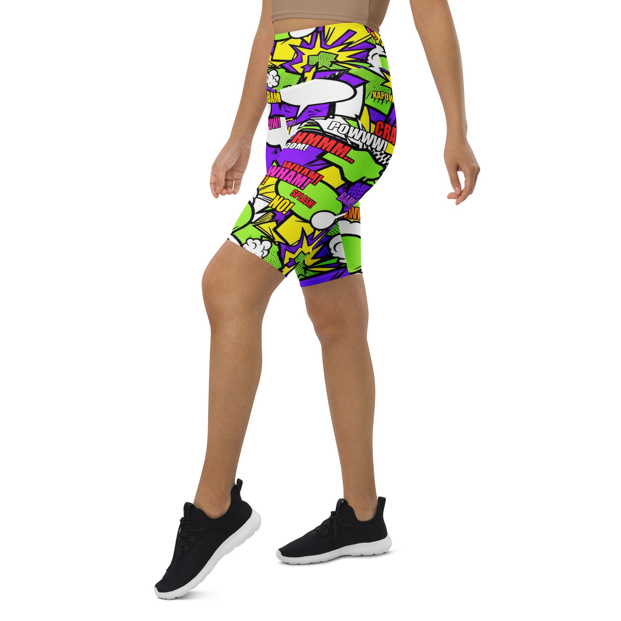 Comic Pop Toxic Green Bike Shorts | GearBunch