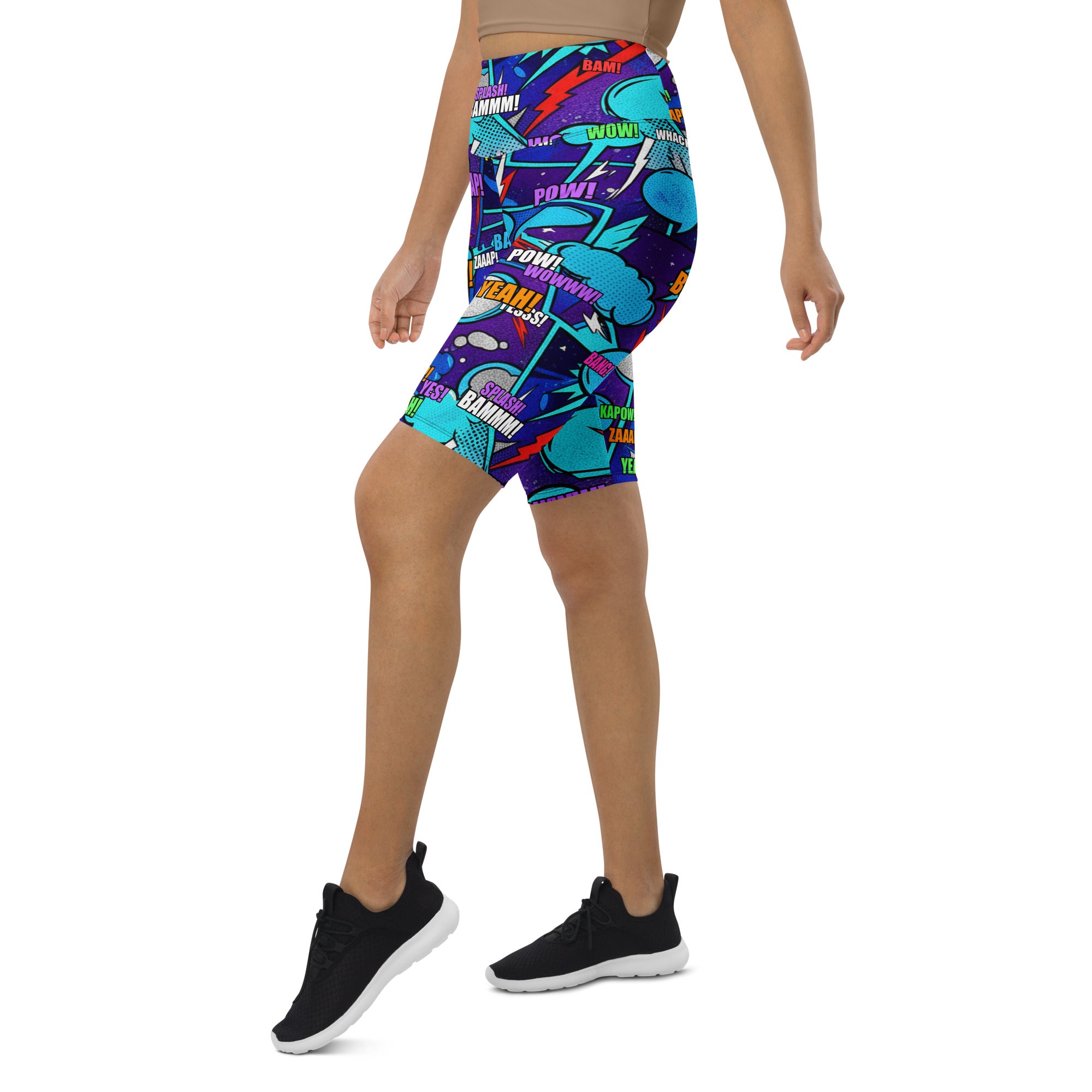 Comic Strip Space Battle Bike Shorts | GearBunch