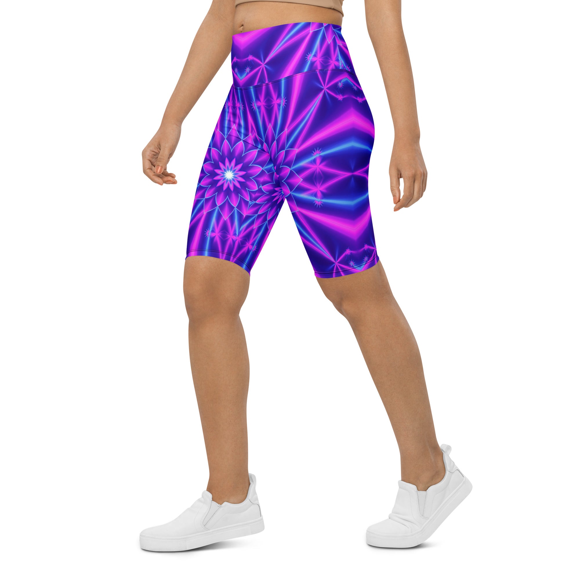 Psychedelic Cosmic Violet Bike Shorts | GearBunch