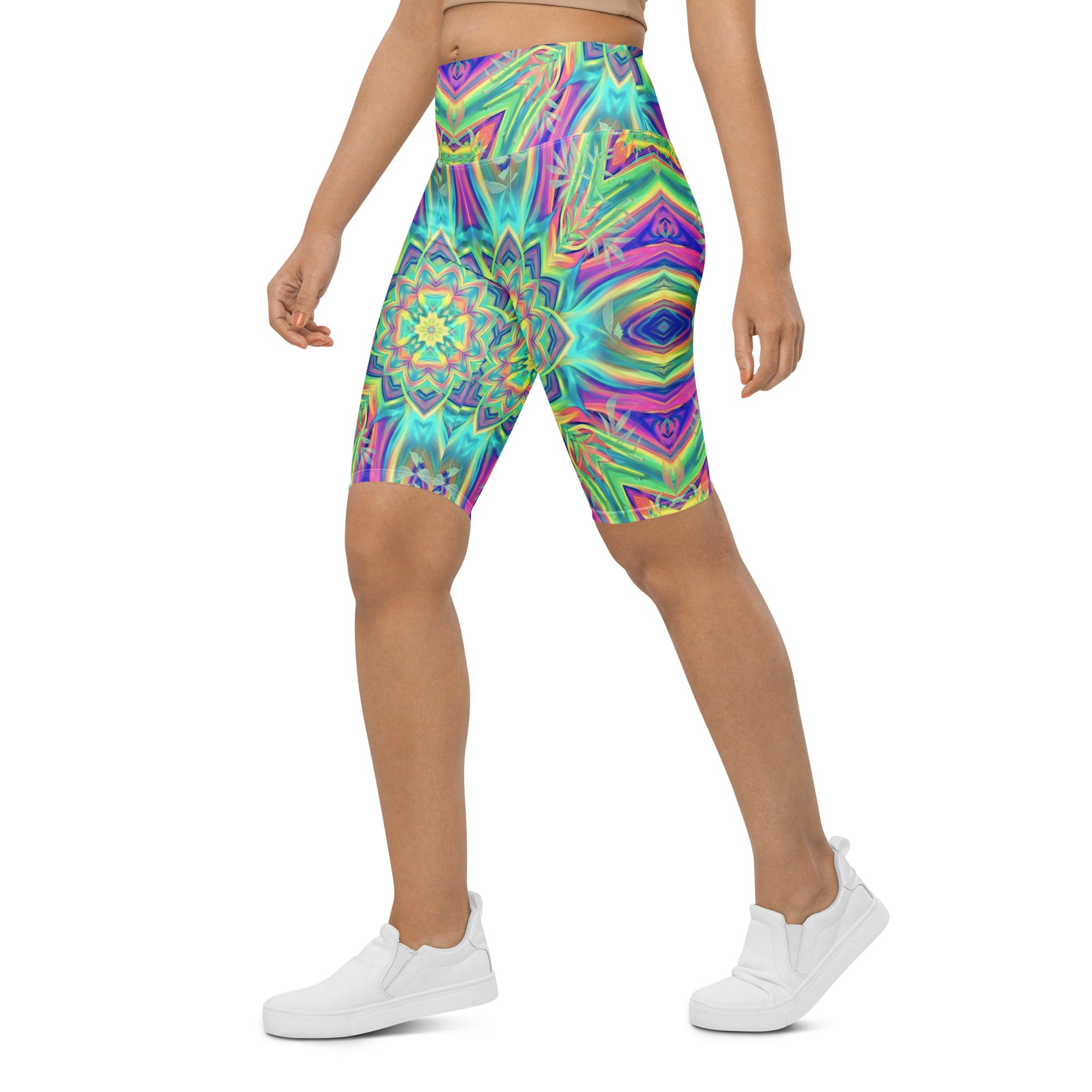 Psychedelic Tropical Laser Bike Shorts | GearBunch