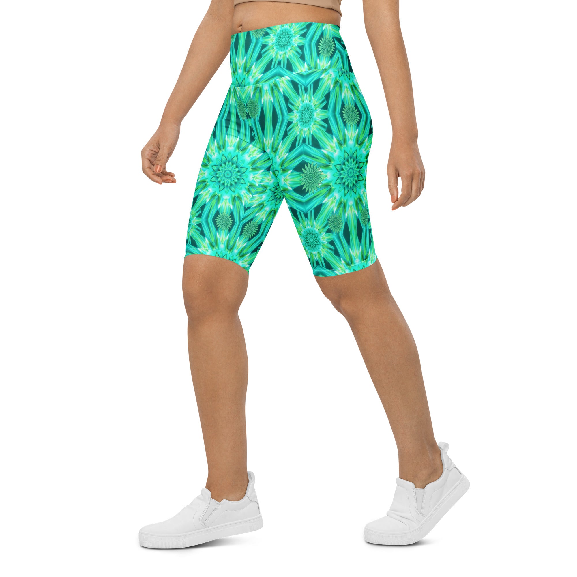 Psychedelic Mint Warp Bike Shorts | GearBunch