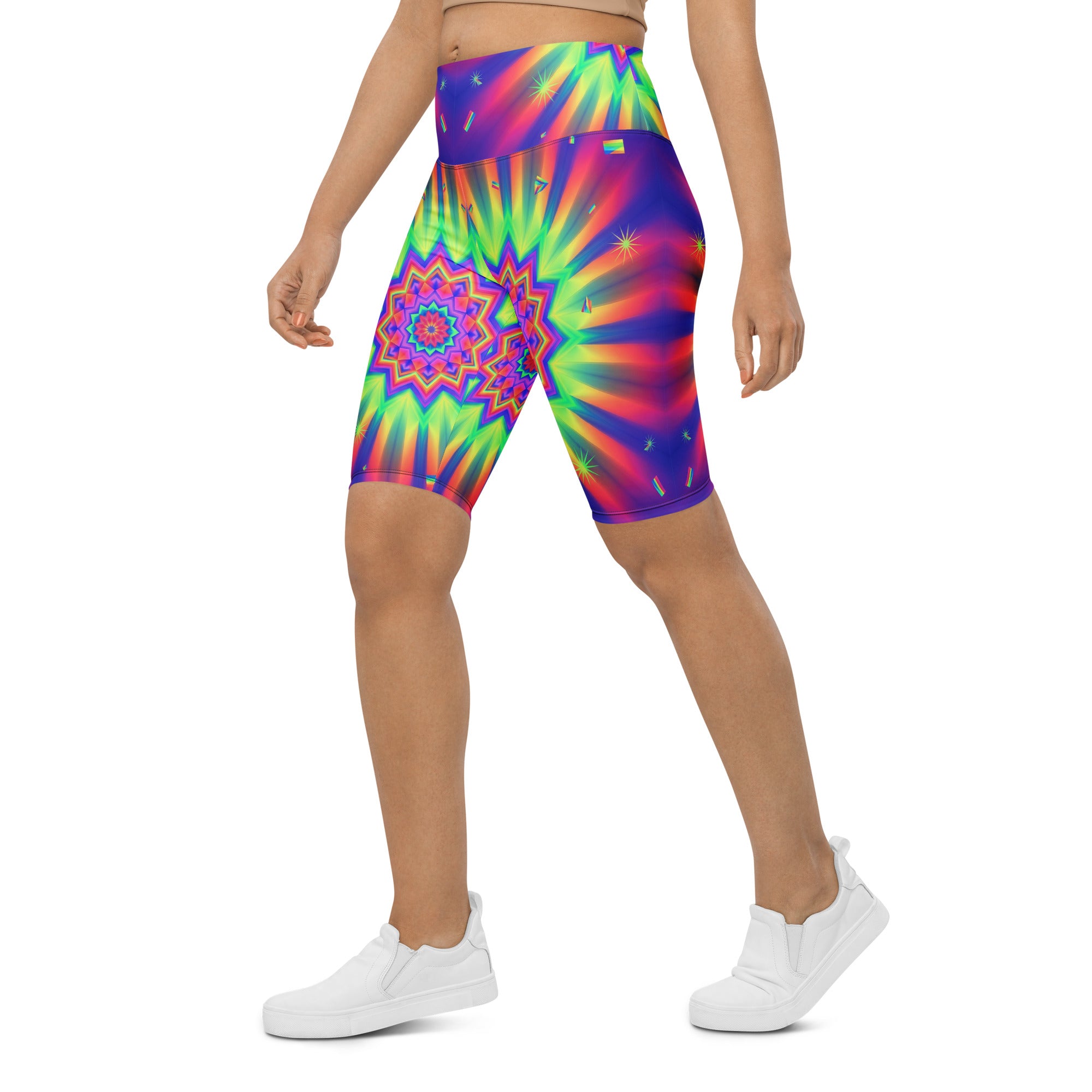 Psychedelic Starburst Prism Bike Shorts | GearBunch
