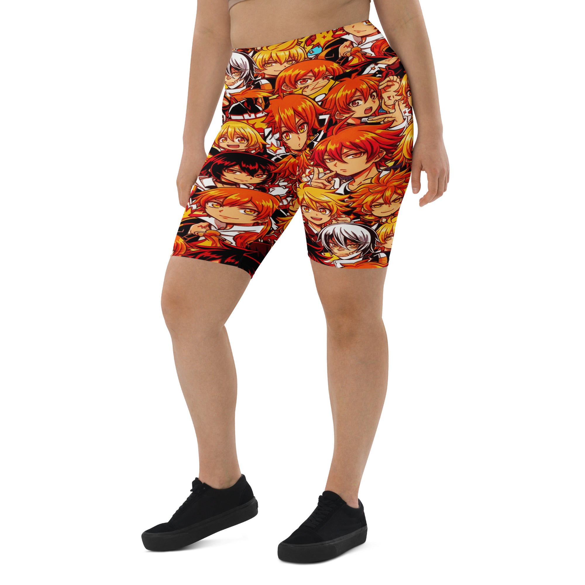 Anime Collage Fire Spirit Bike Shorts | GearBunch
