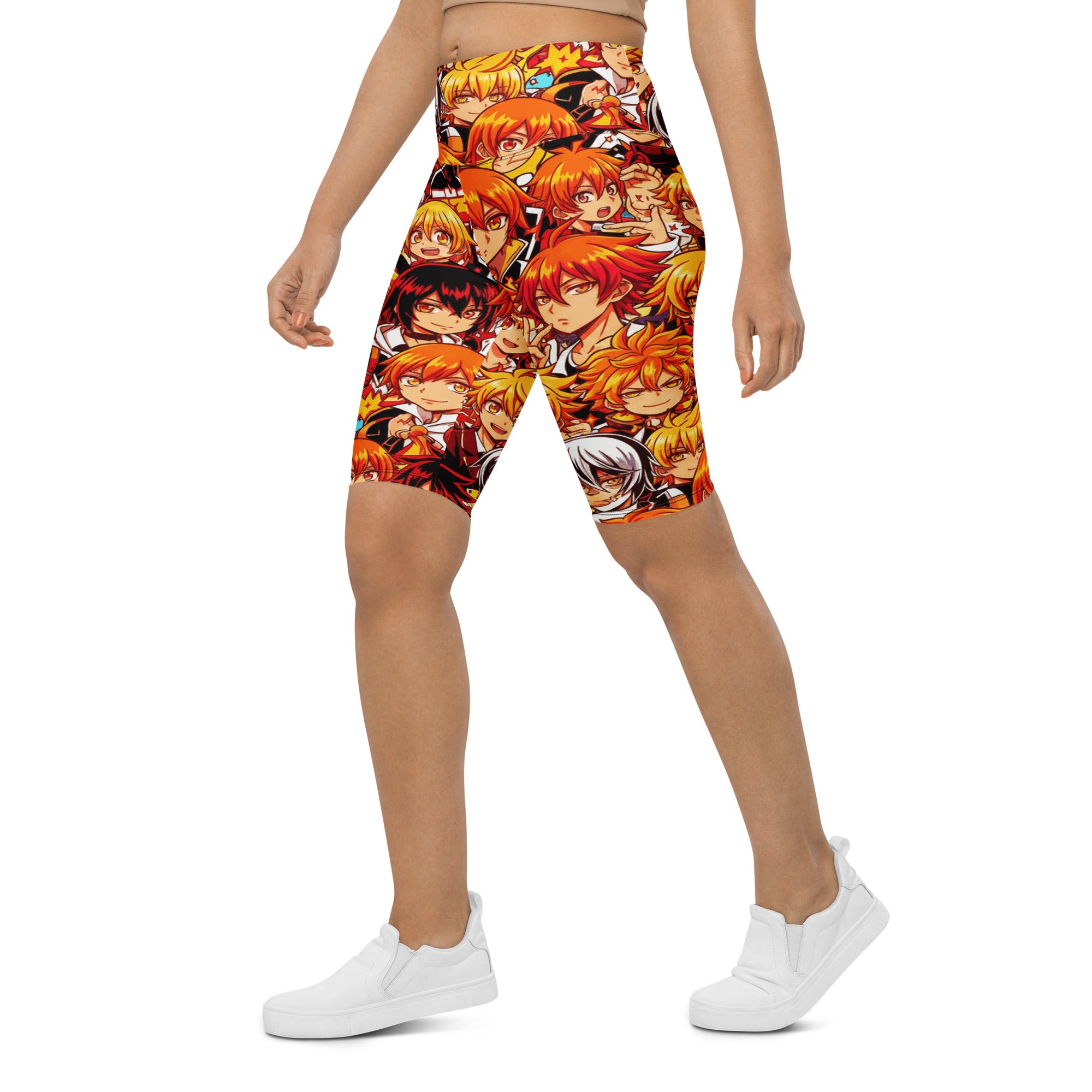 Anime Collage Fire Spirit Bike Shorts | GearBunch
