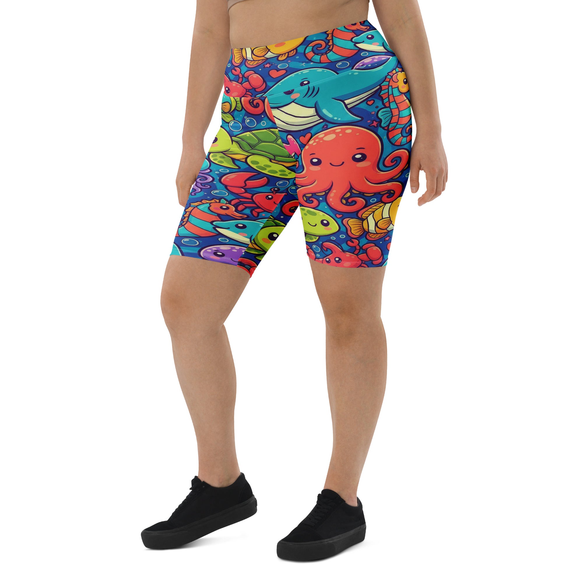 Vibrant Under the Sea Bike Shorts | GearBunch