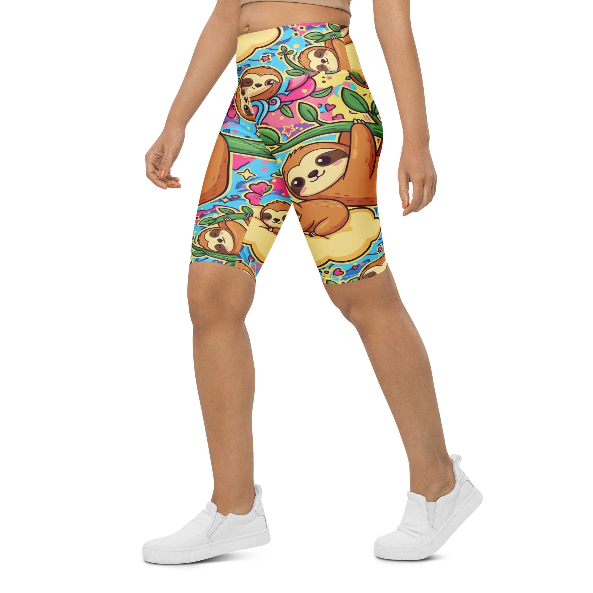 Vibrant Sloth Chill Bike Shorts | GearBunch