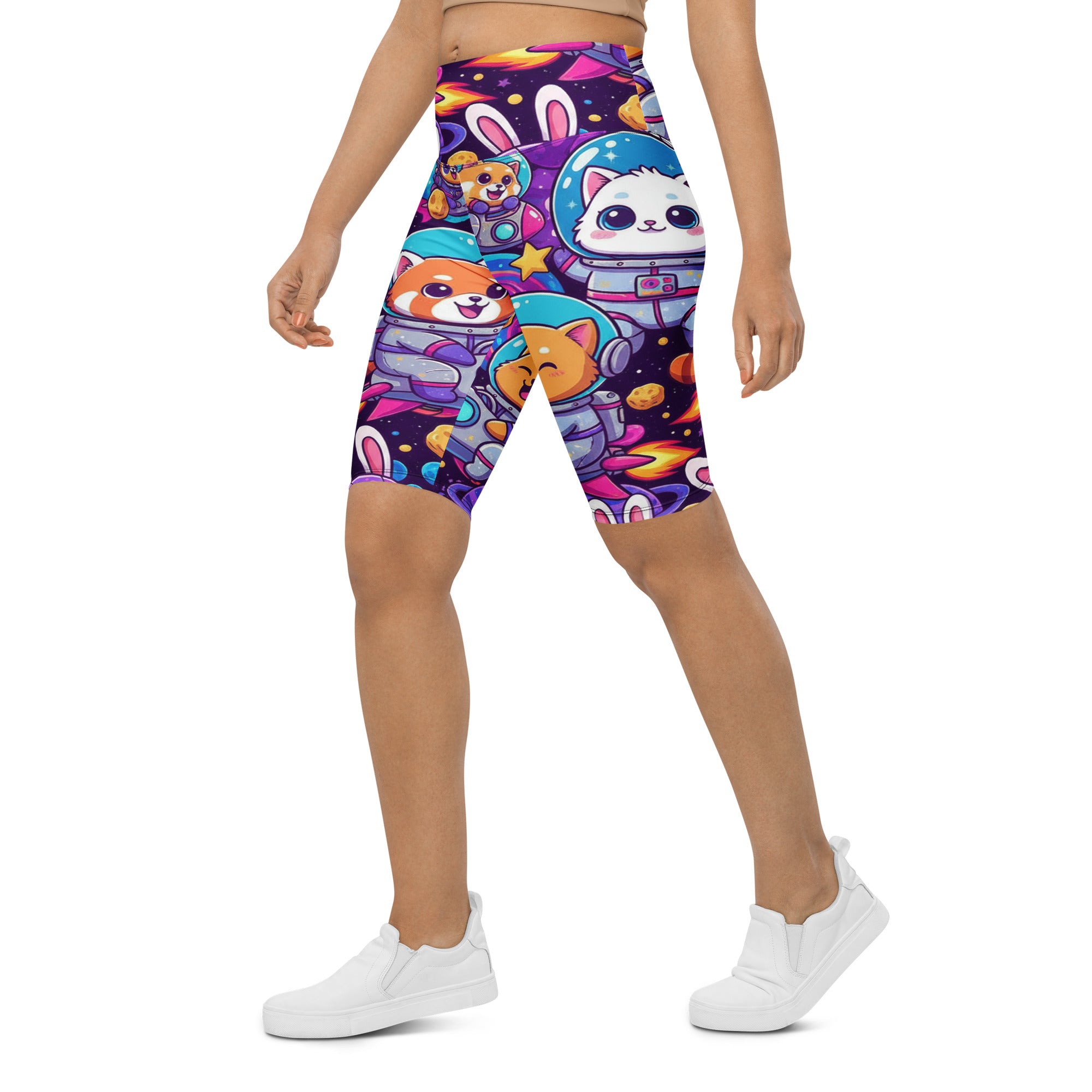 Vibrant Space Animals Bike Shorts | GearBunch