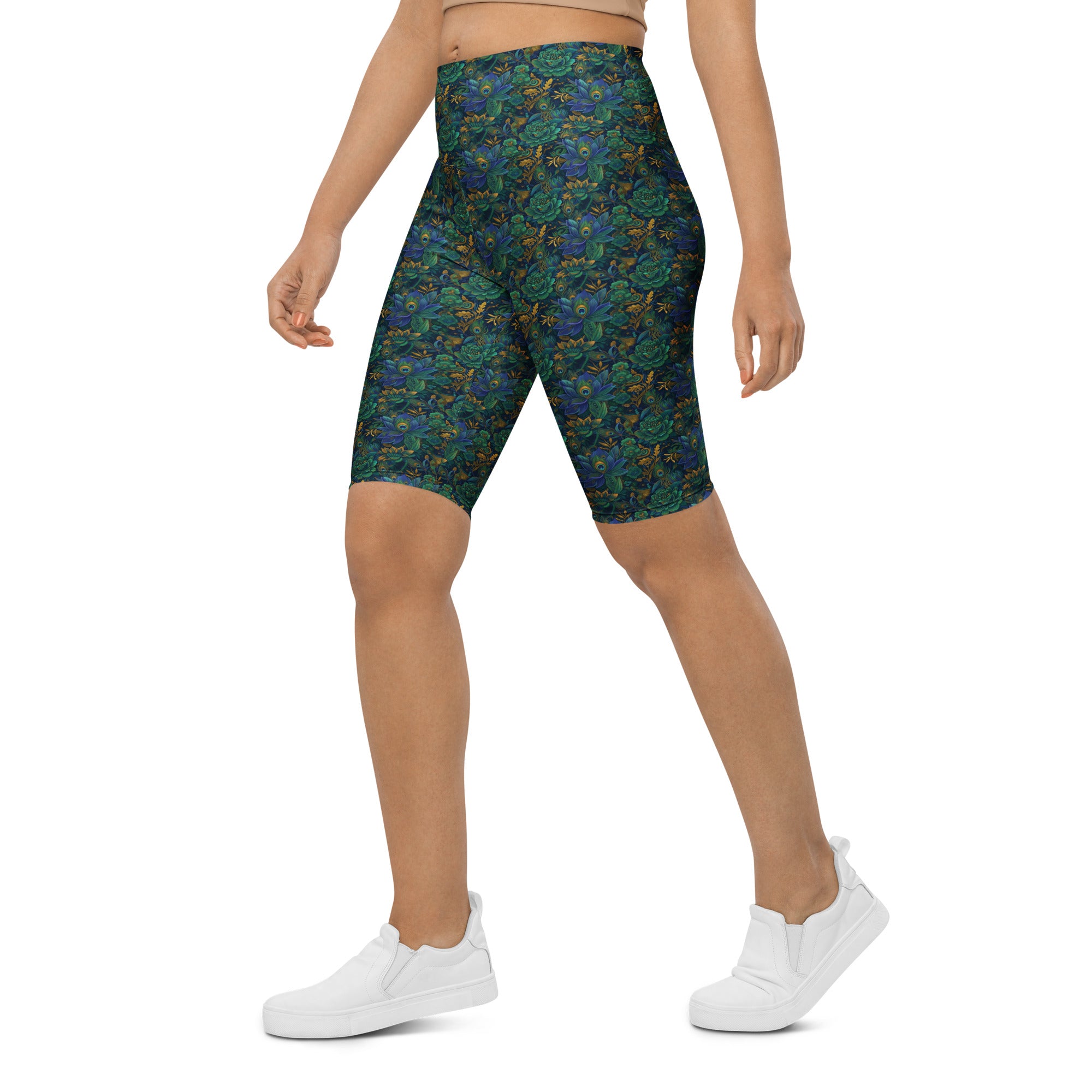 Peacock Feathers Splendour Bike Shorts | GearBunch