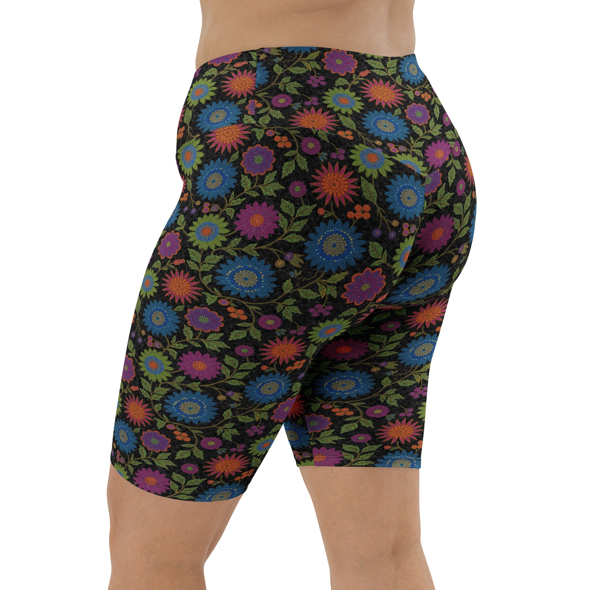 Rainbow Paillette Botanical Bike Shorts | GearBunch