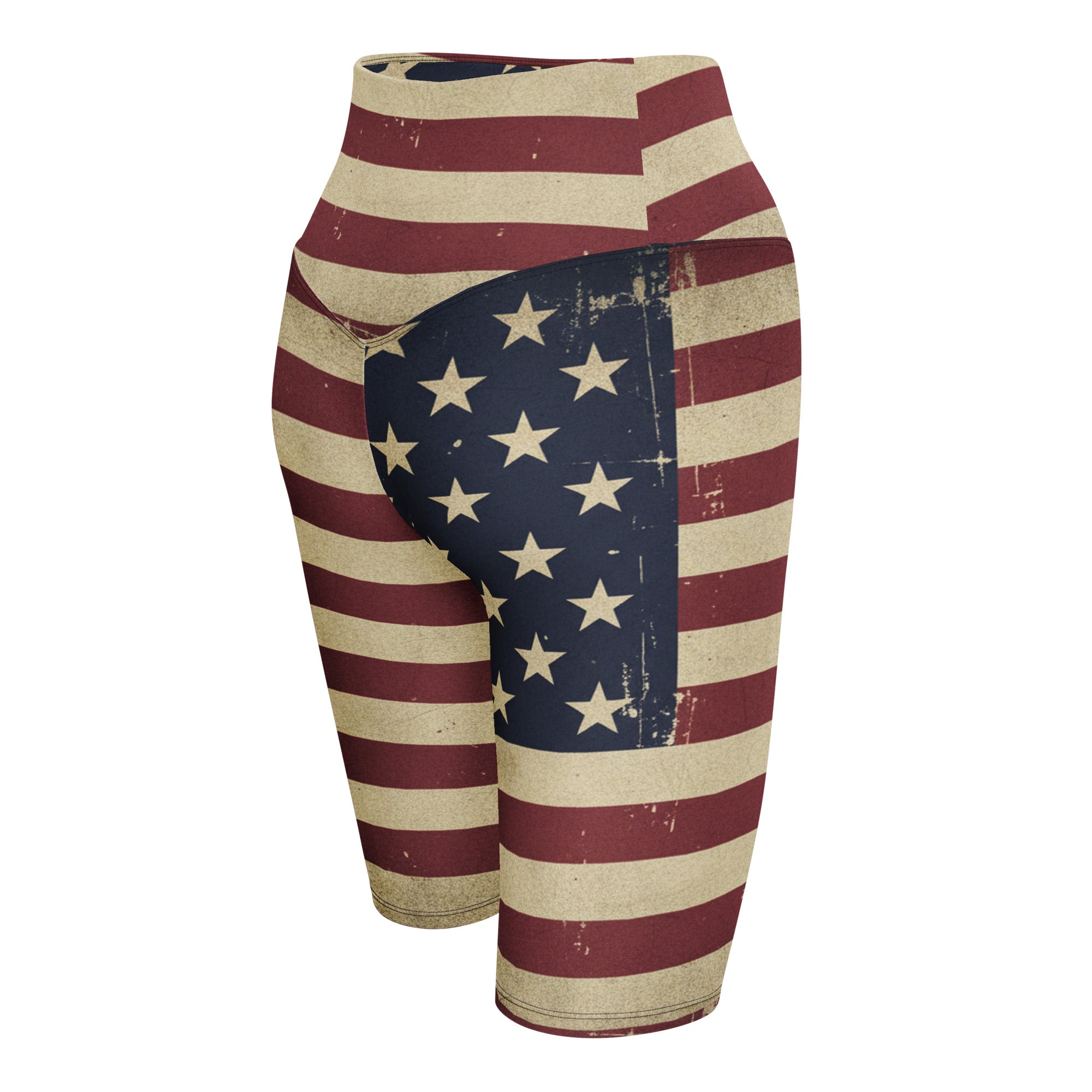 Vintage Distressed American Flag Bike Shorts | GearBunch