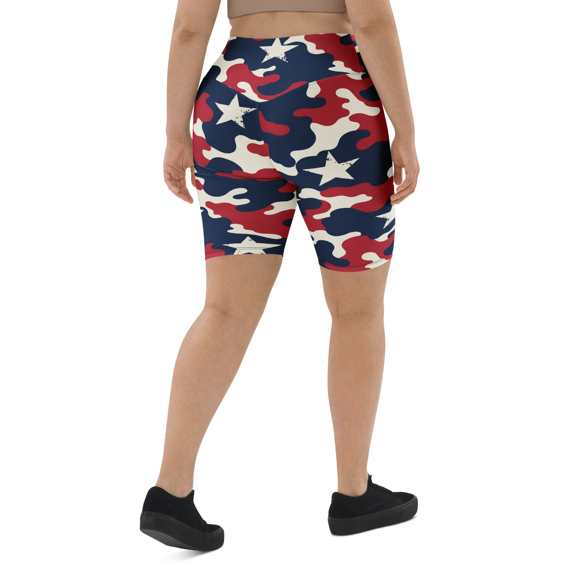 Red White Blue Camo Stars Bike Shorts | GearBunch