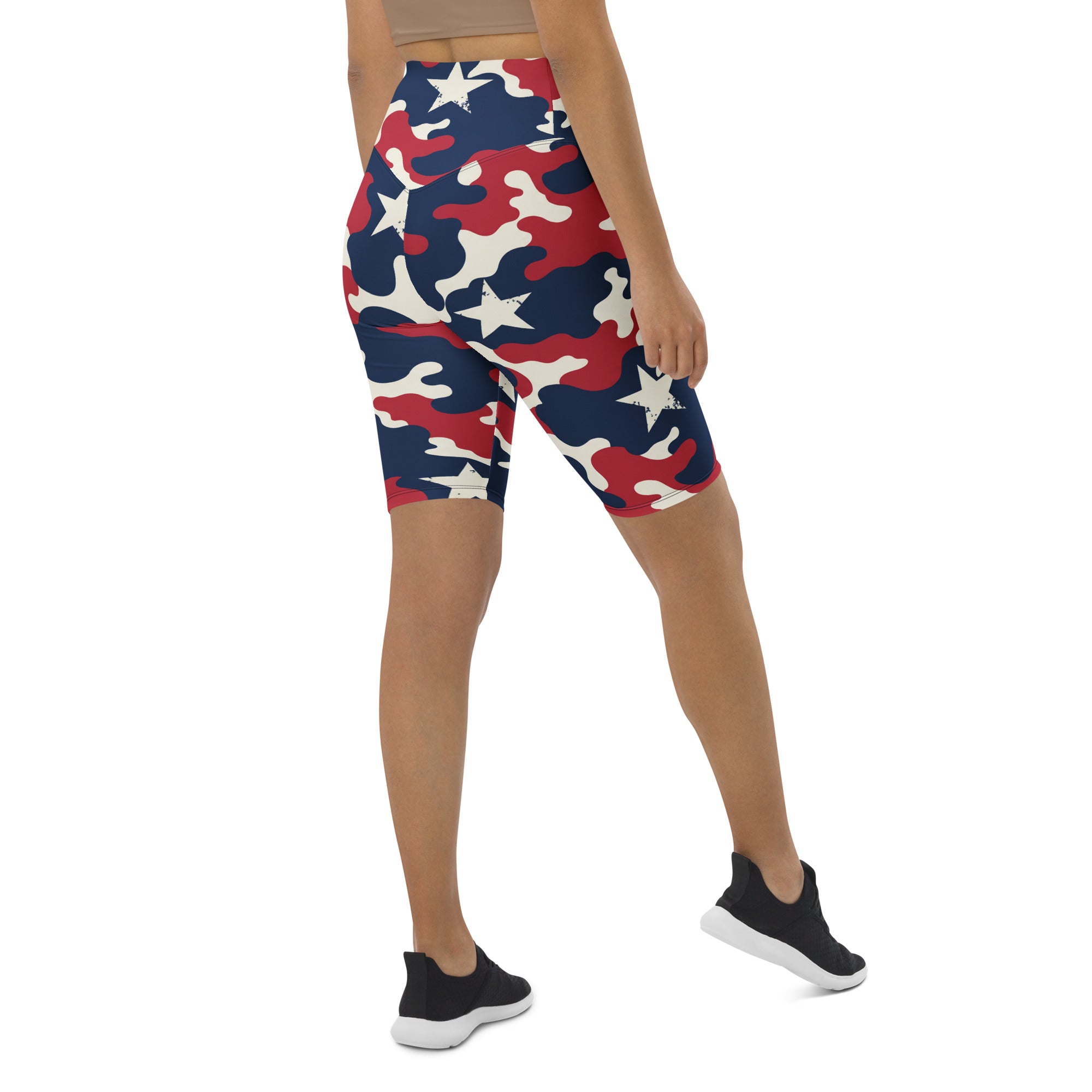 Red White Blue Camo Stars Bike Shorts | GearBunch