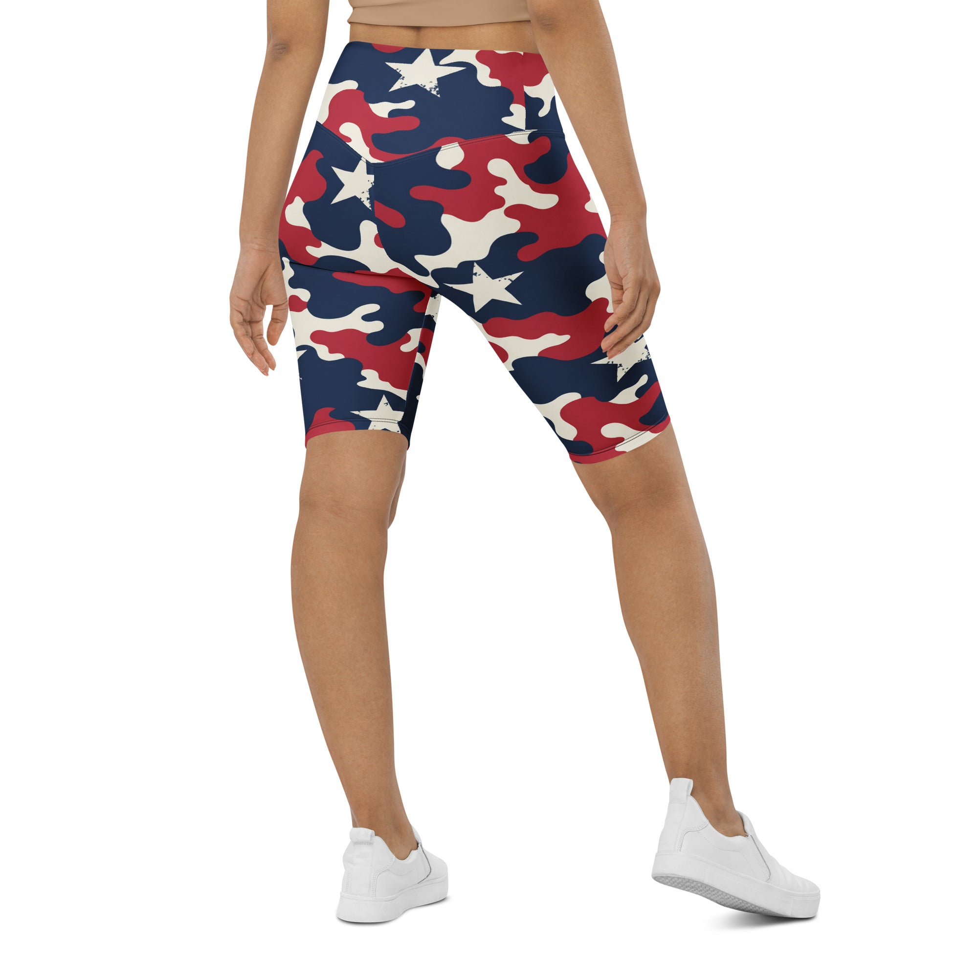 Red White Blue Camo Stars Bike Shorts | GearBunch