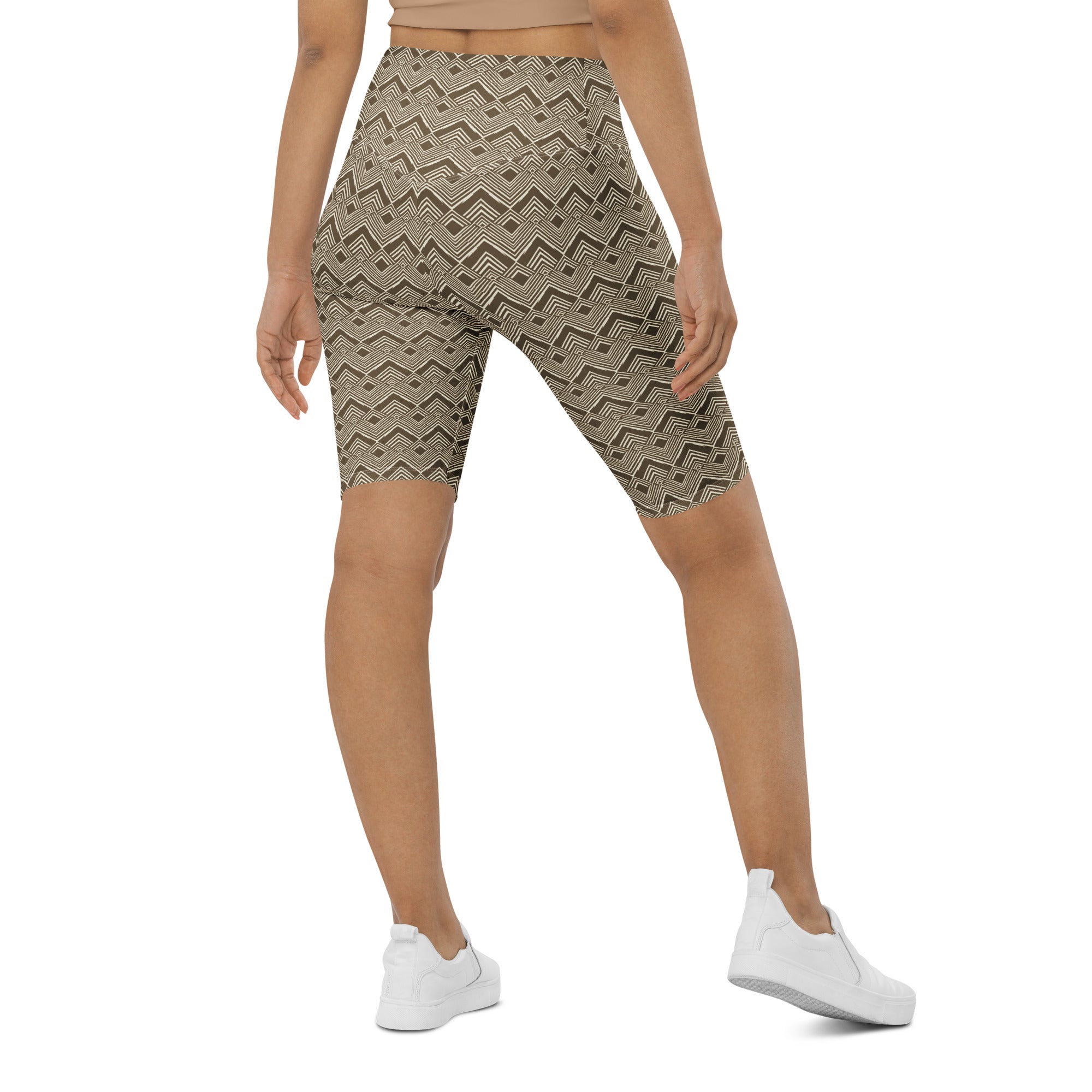 Brown Cream Stripes Bike Shorts | GearBunch