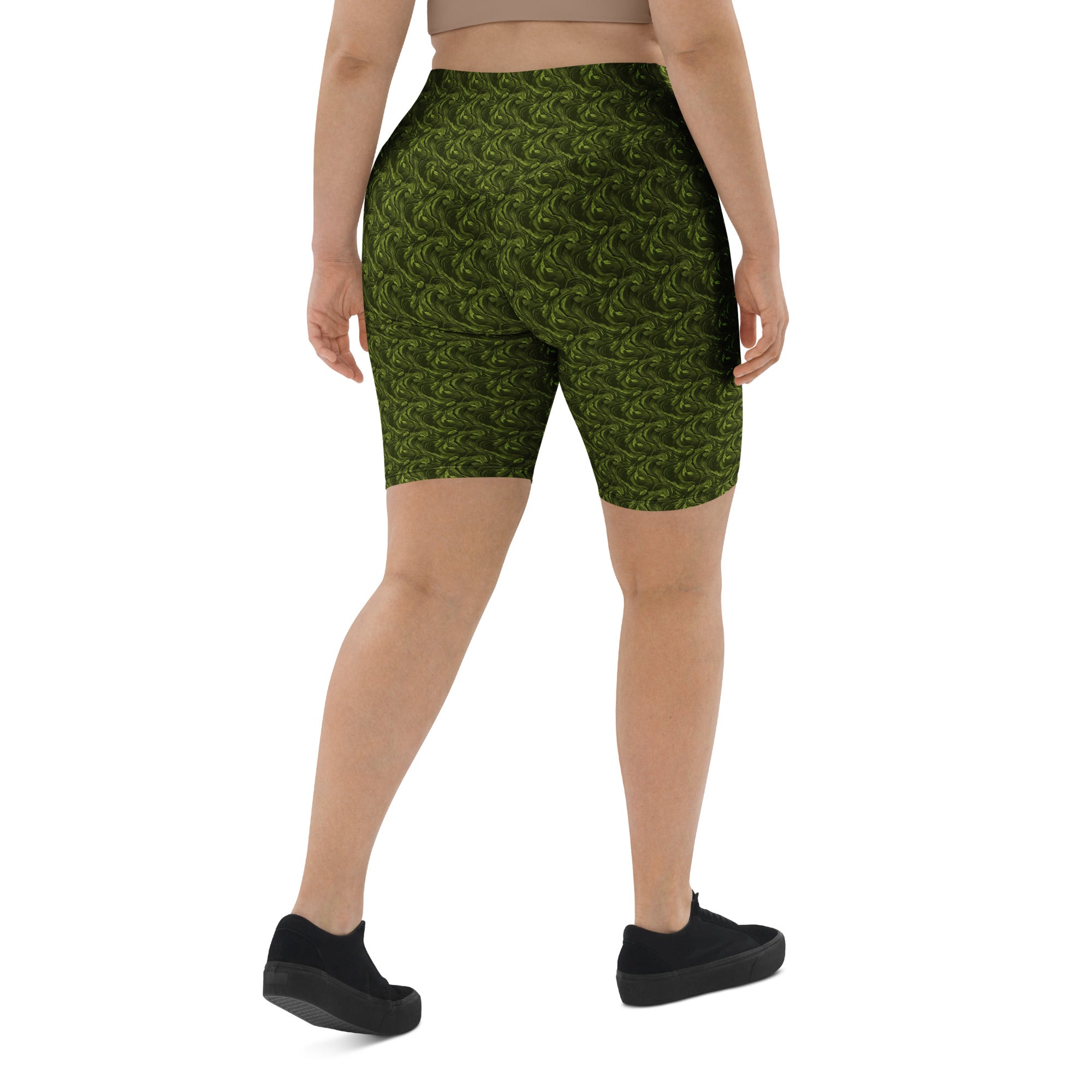Olive Green Velvet Bike Shorts | GearBunch