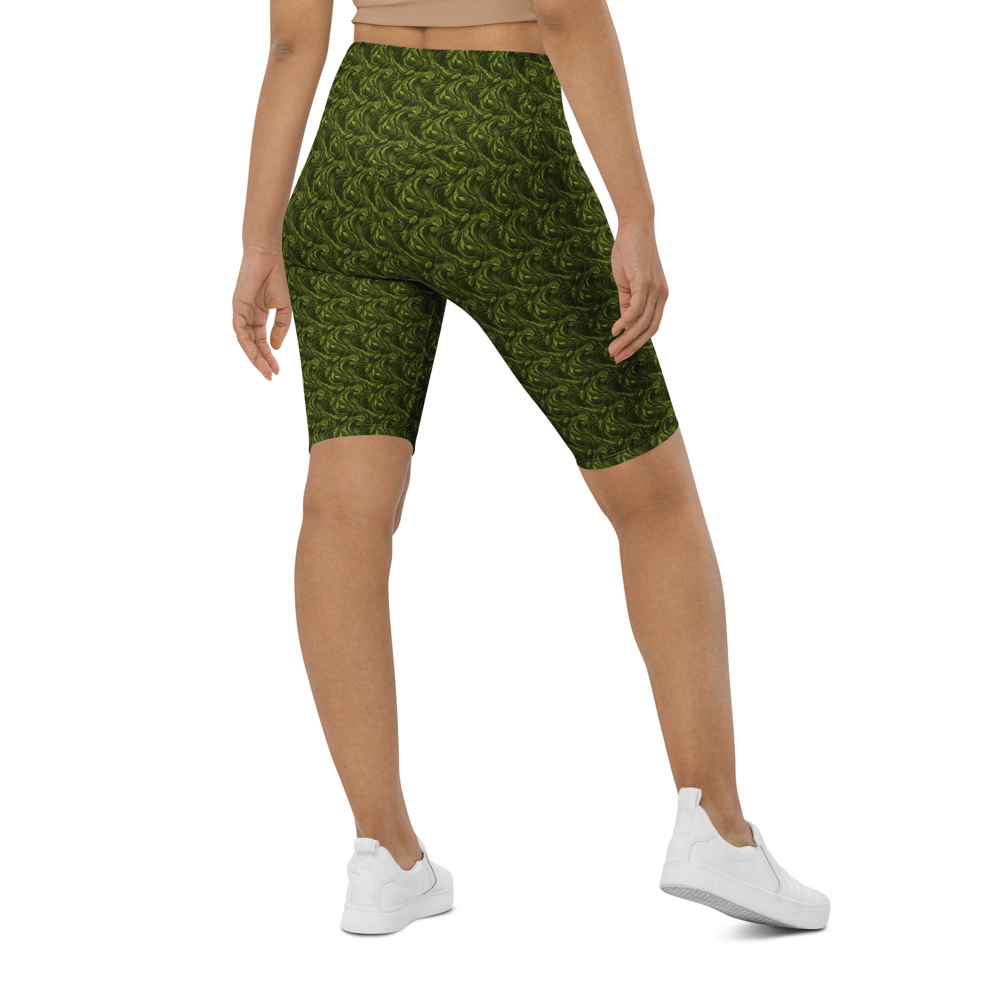 Olive Green Velvet Bike Shorts | GearBunch