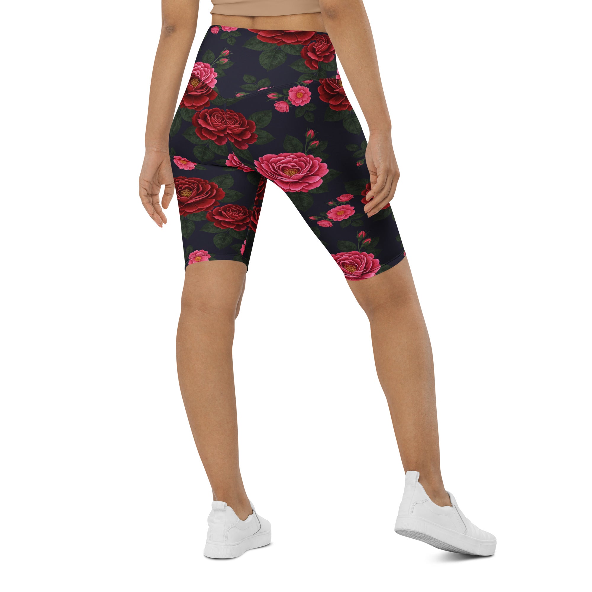 Midnight Garden Roses Bike Shorts | GearBunch