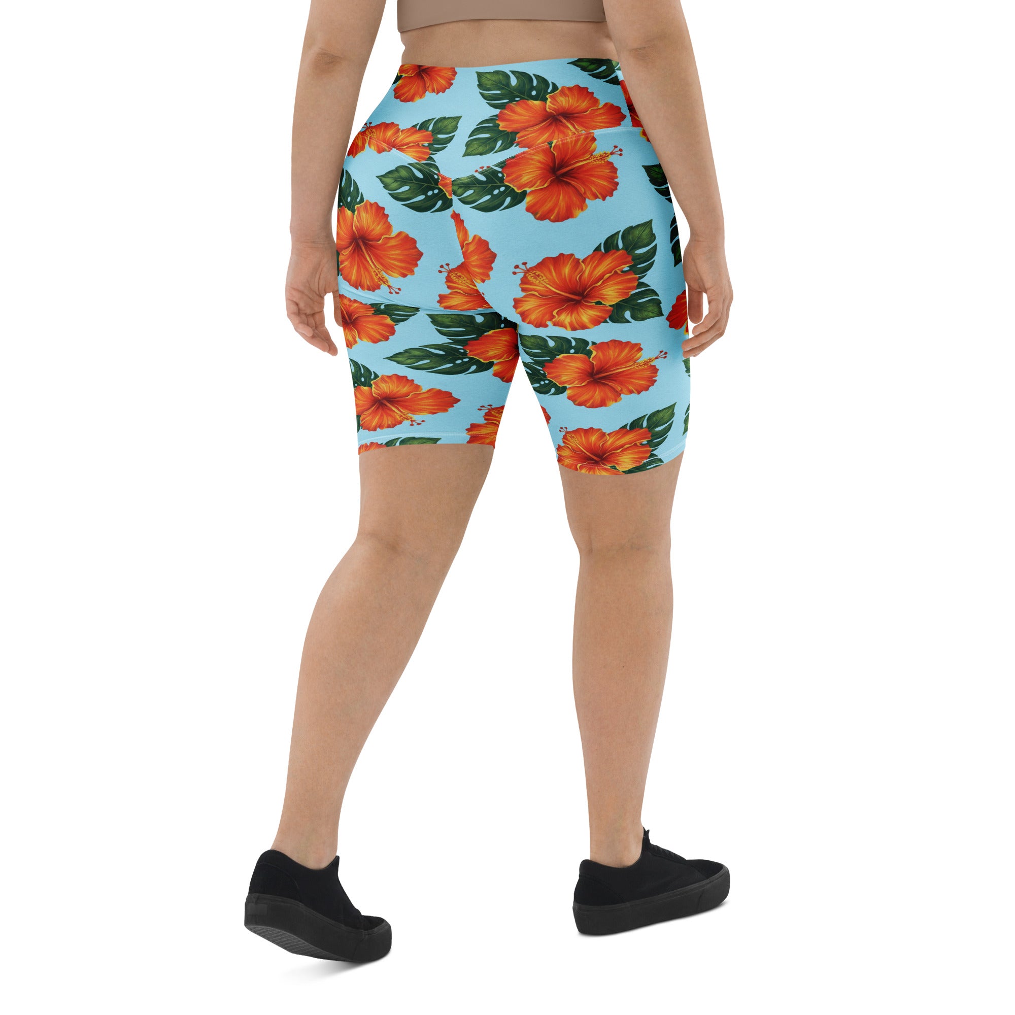 Tropical Hibiscus Bloom Bike Shorts | GearBunch