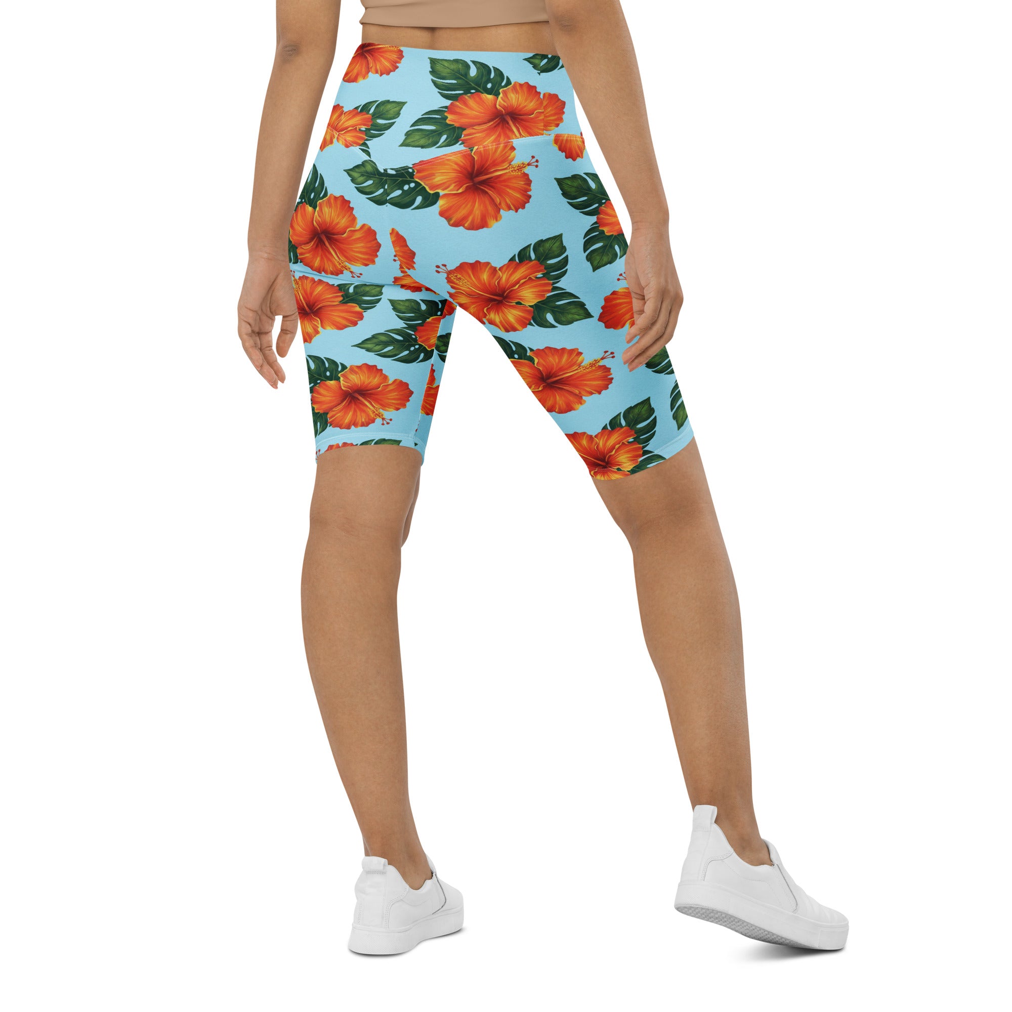 Tropical Hibiscus Bloom Bike Shorts | GearBunch