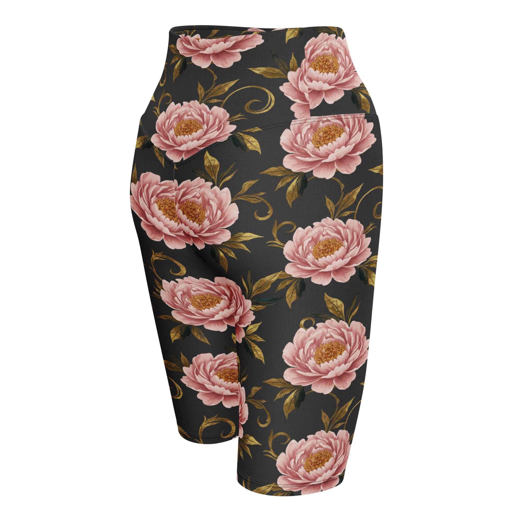 Blush Peonies and Gold Bike Shorts | GearBunch