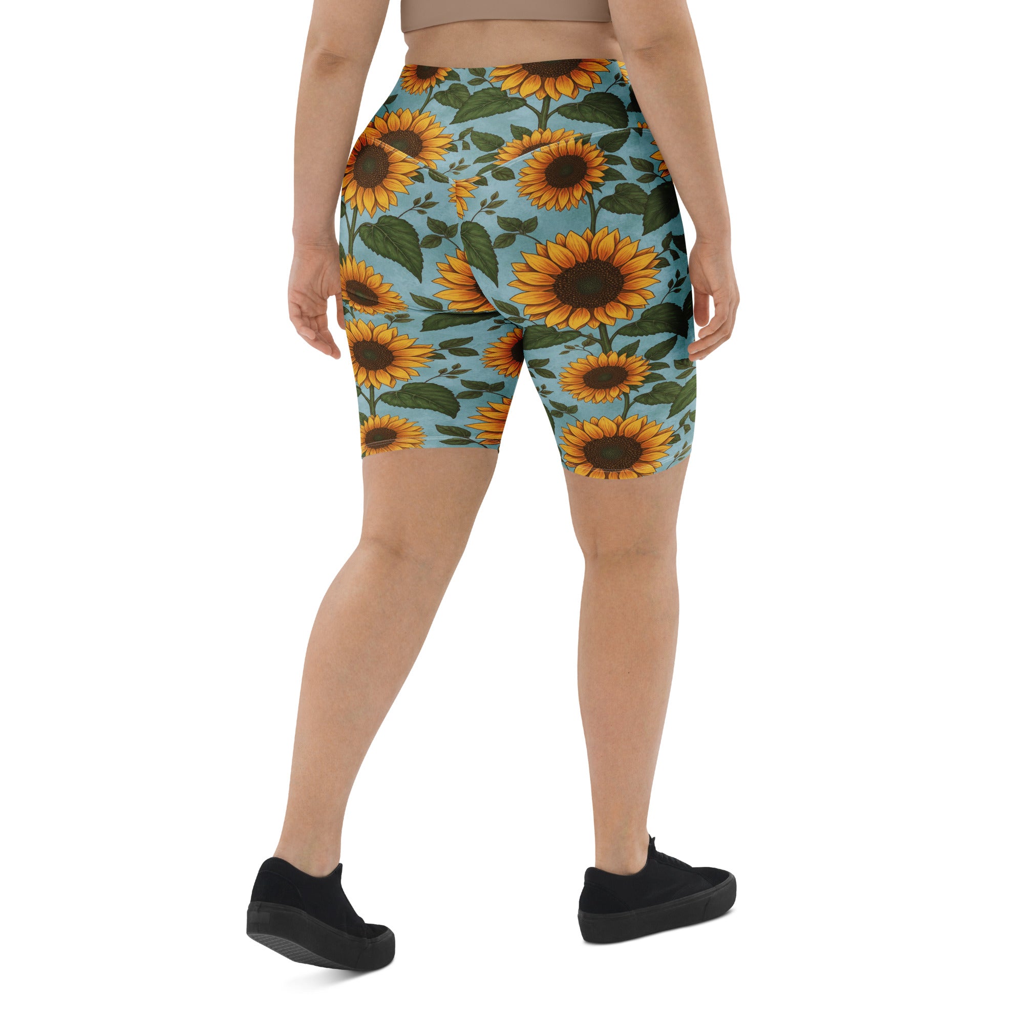 Sunflower Fields Bike Shorts | GearBunch