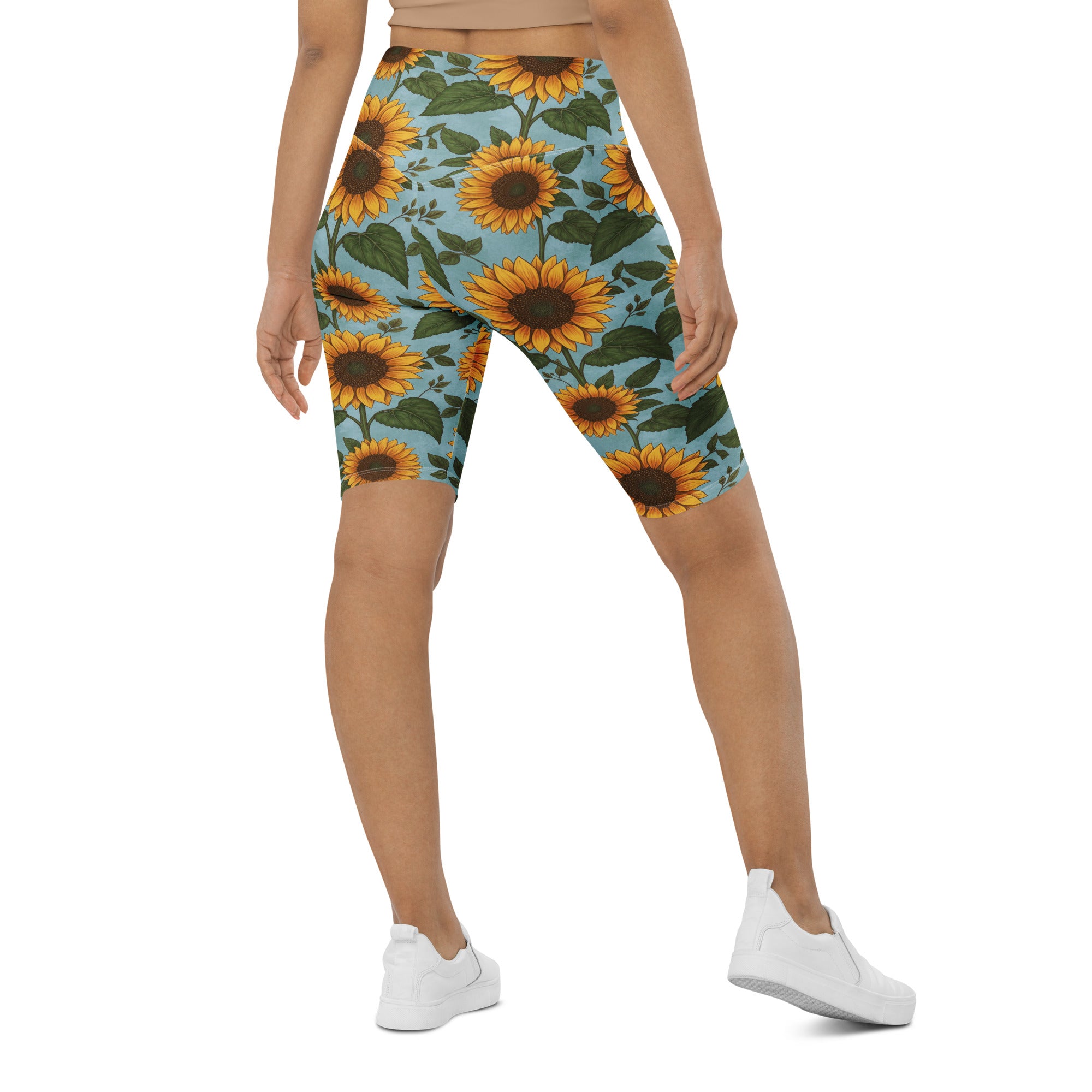 Sunflower Fields Bike Shorts | GearBunch
