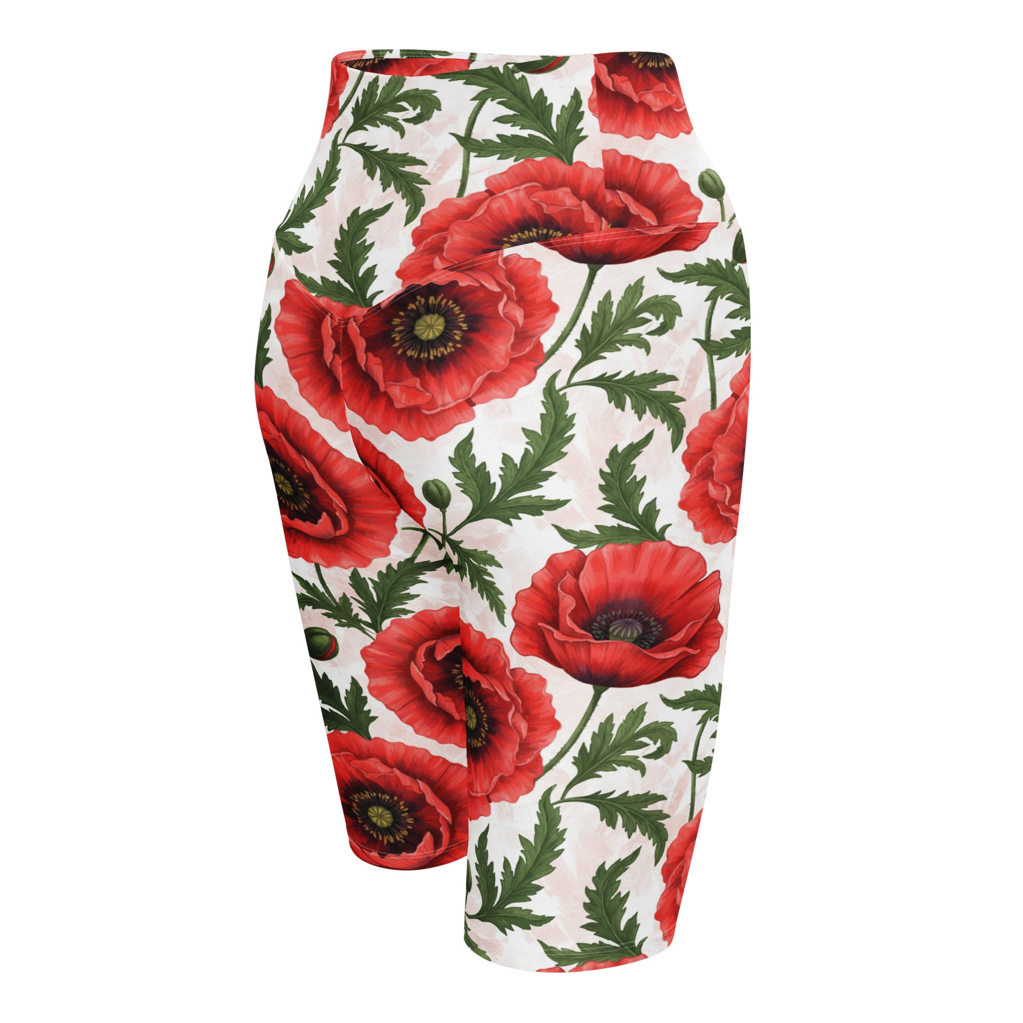 Whimsical Garden Poppies Bike Shorts | GearBunch