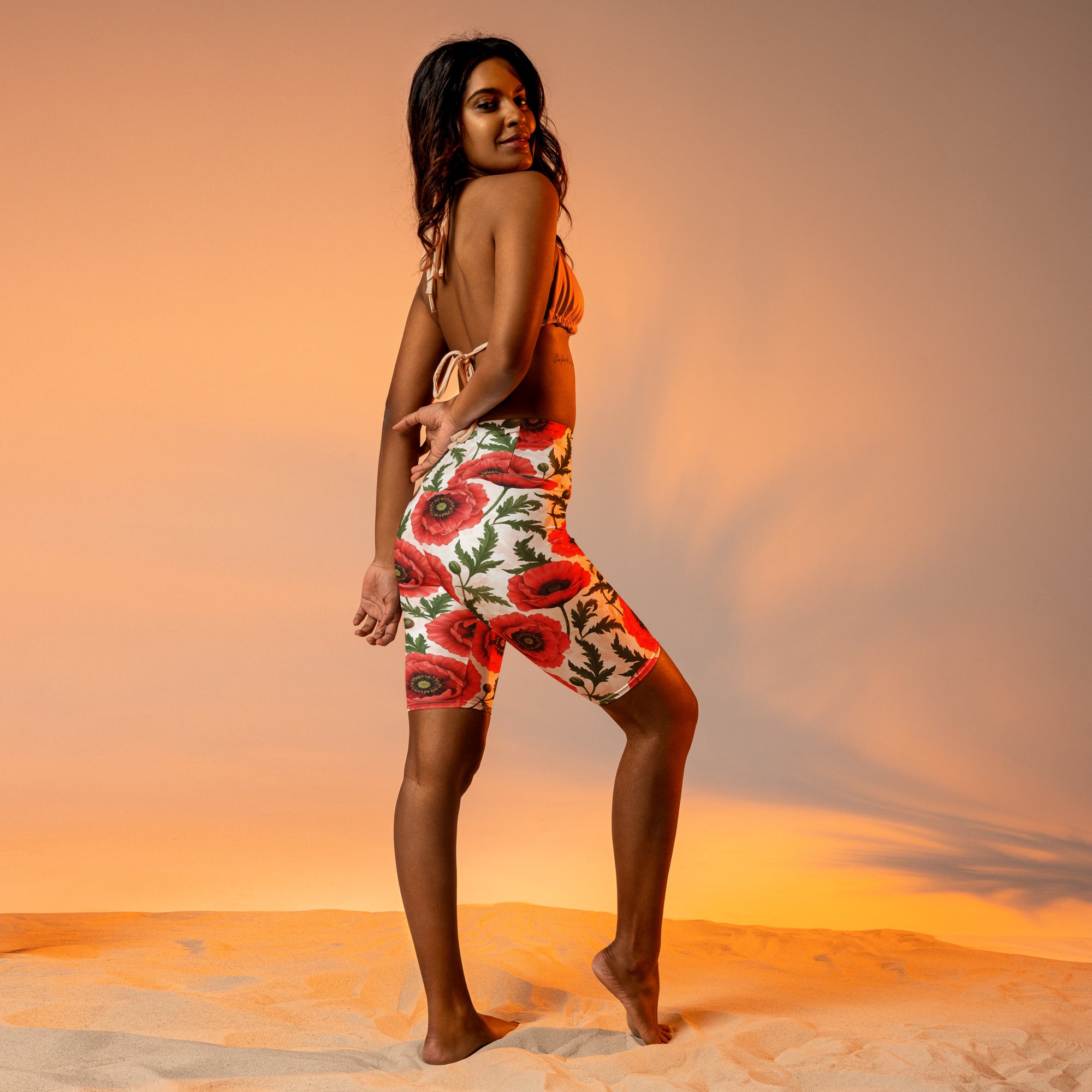 Whimsical Garden Poppies Bike Shorts | GearBunch