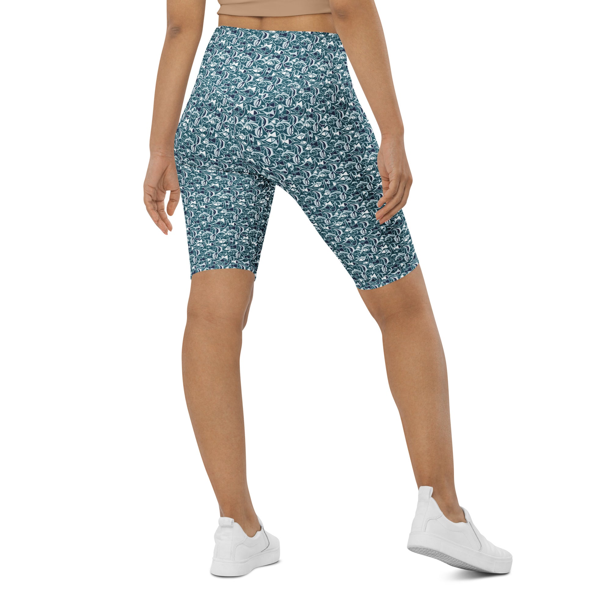 Ichthys Fish and Waves Bike Shorts | GearBunch