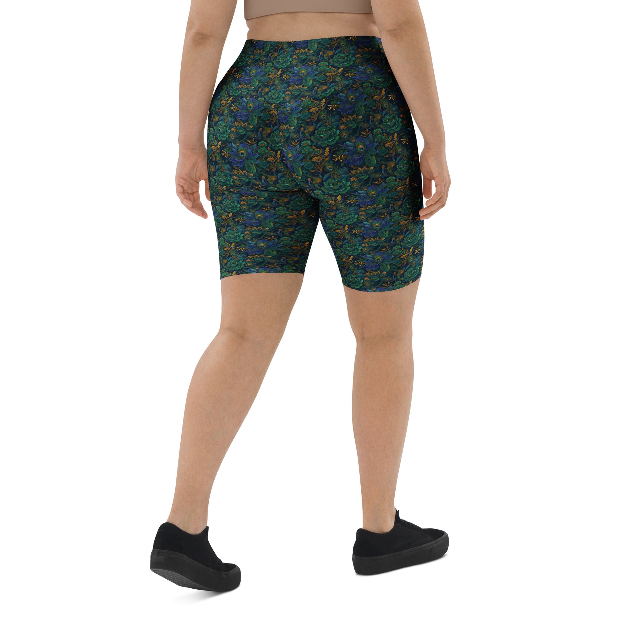 Peacock Feathers Splendour Bike Shorts | GearBunch
