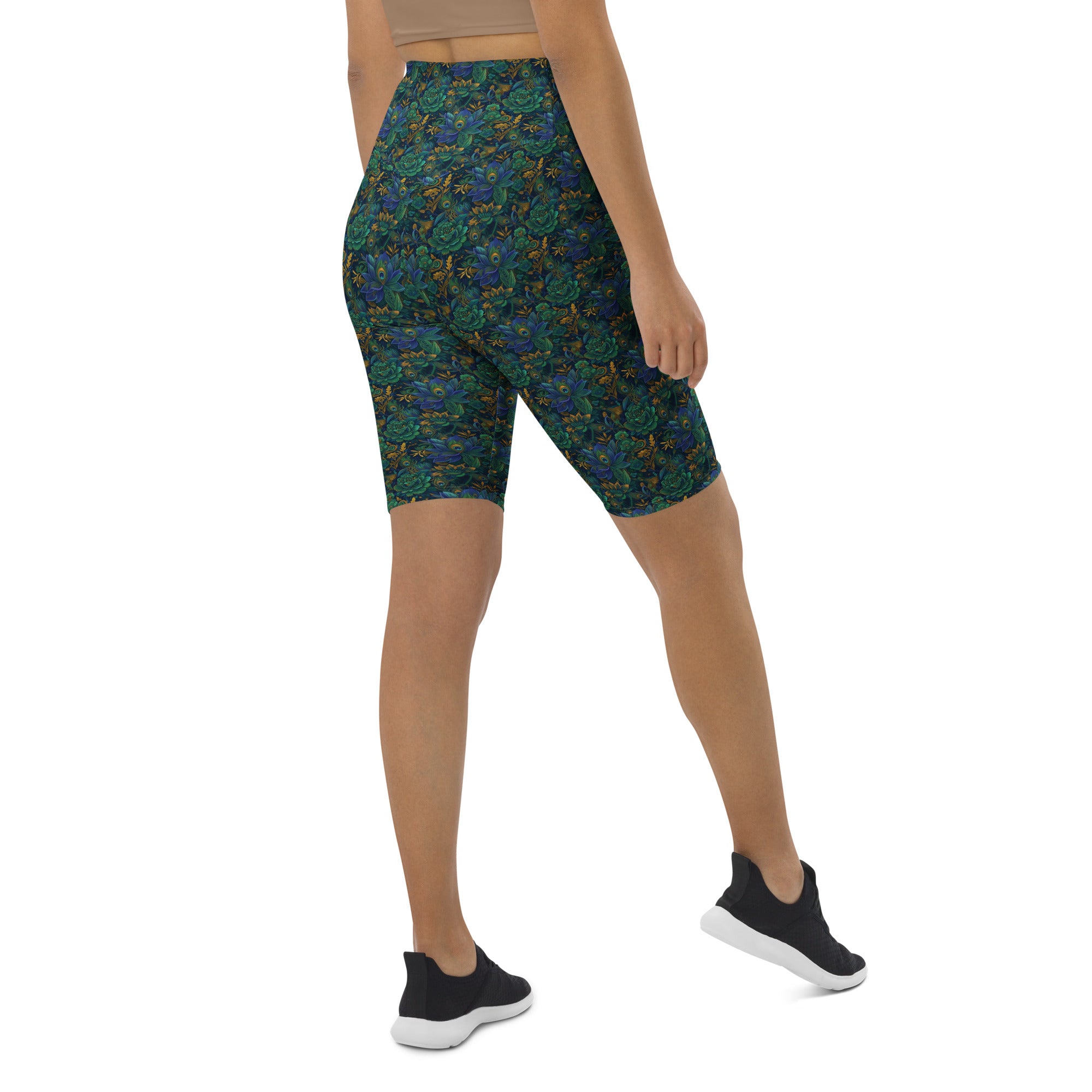 Peacock Feathers Splendour Bike Shorts | GearBunch